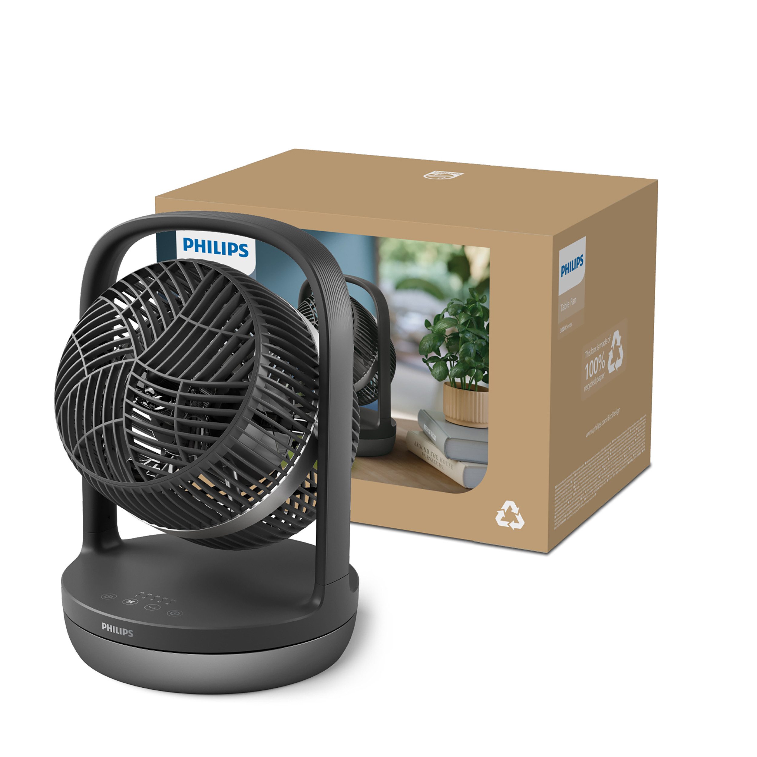 Philips Tafelventilator CX3050/01 Serie 3000, met extreem stille SilentWings-technologie, 19 dB