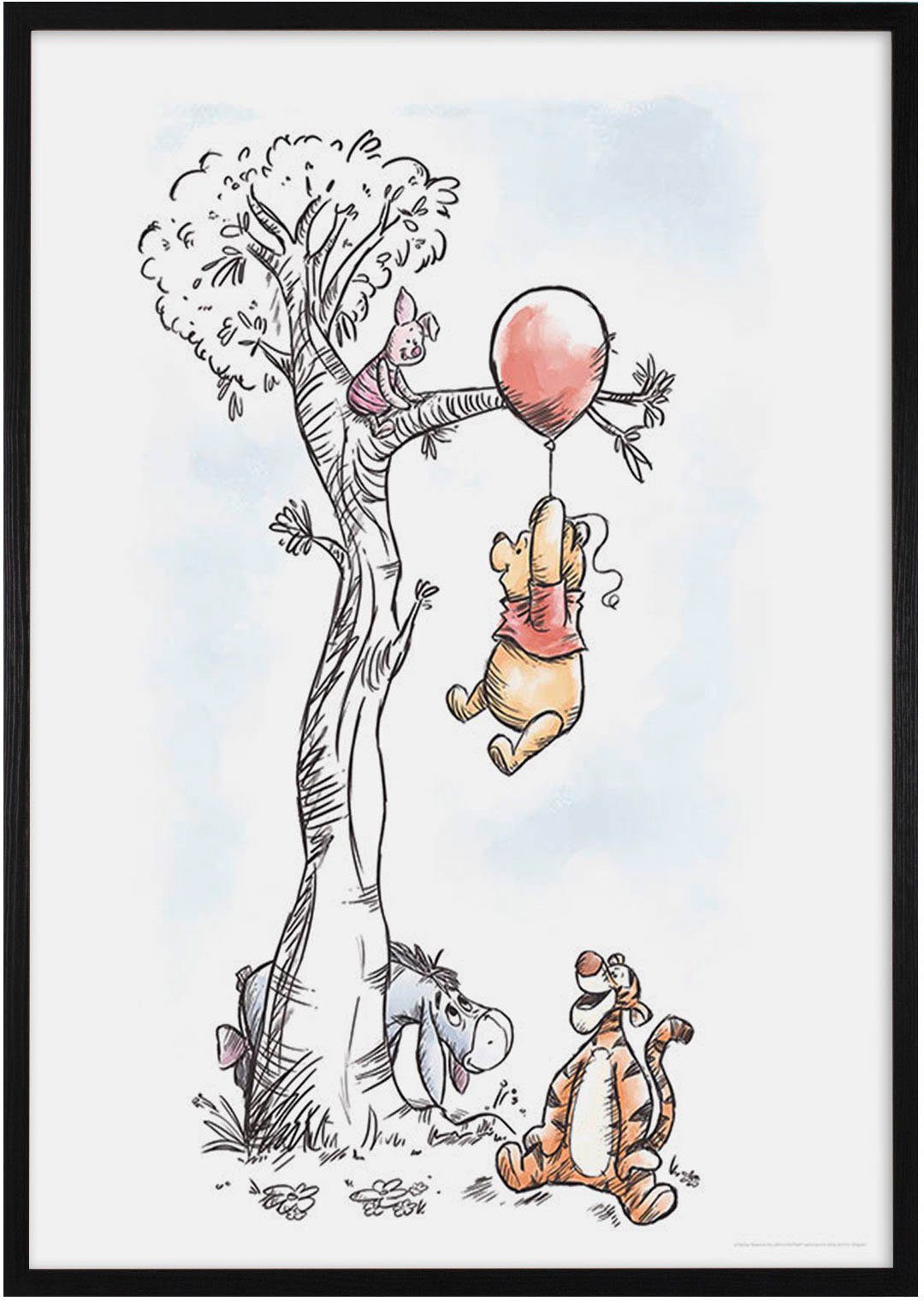 Komar Artprint met lijst Winnie The Pooh Hang on