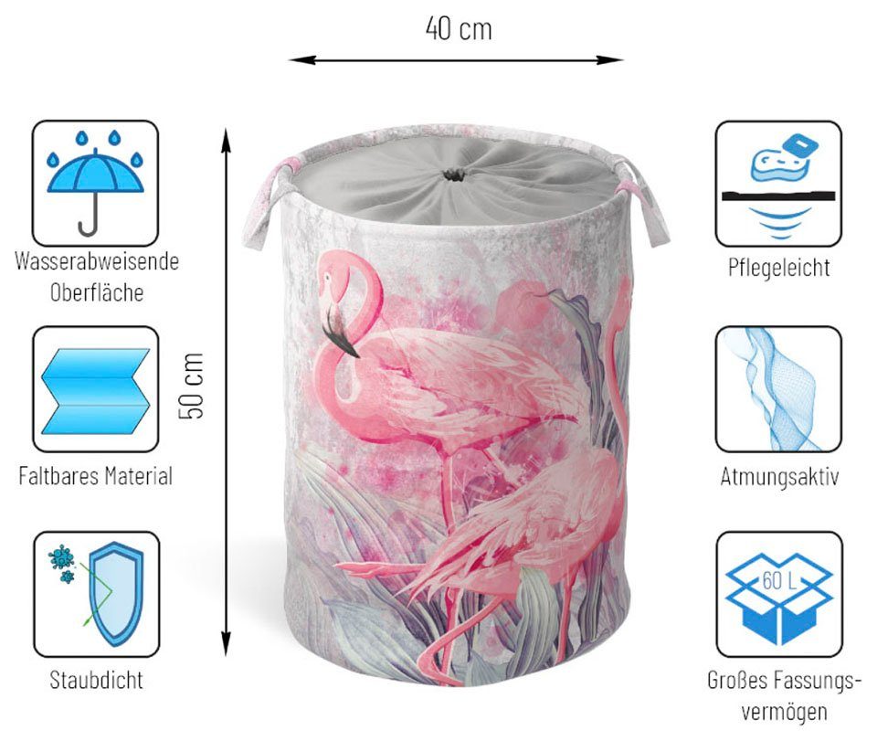 Sanilo Wasmand Flamingo volle kleuren, fluweelzacht oppervlak, met deksel