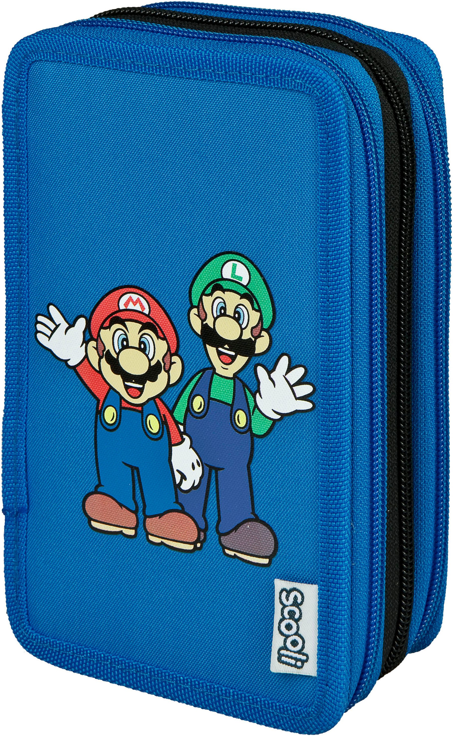 Scooli Etui Tripledecker, Super Mario gevuld, inclusief geodriehoek