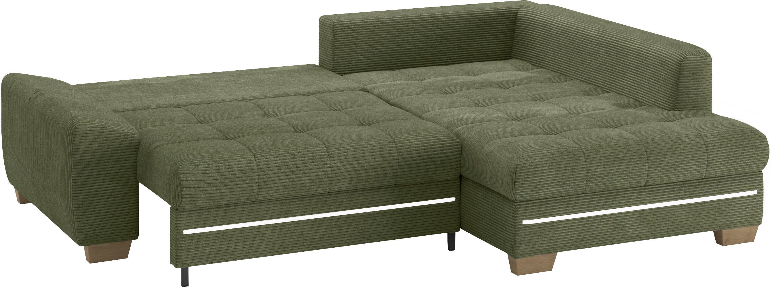 Mr. Couch Hoekbank Nikita II, L-vorm met koudschuim, rgb-led-verlichting, optioneel met bed, bedlade
