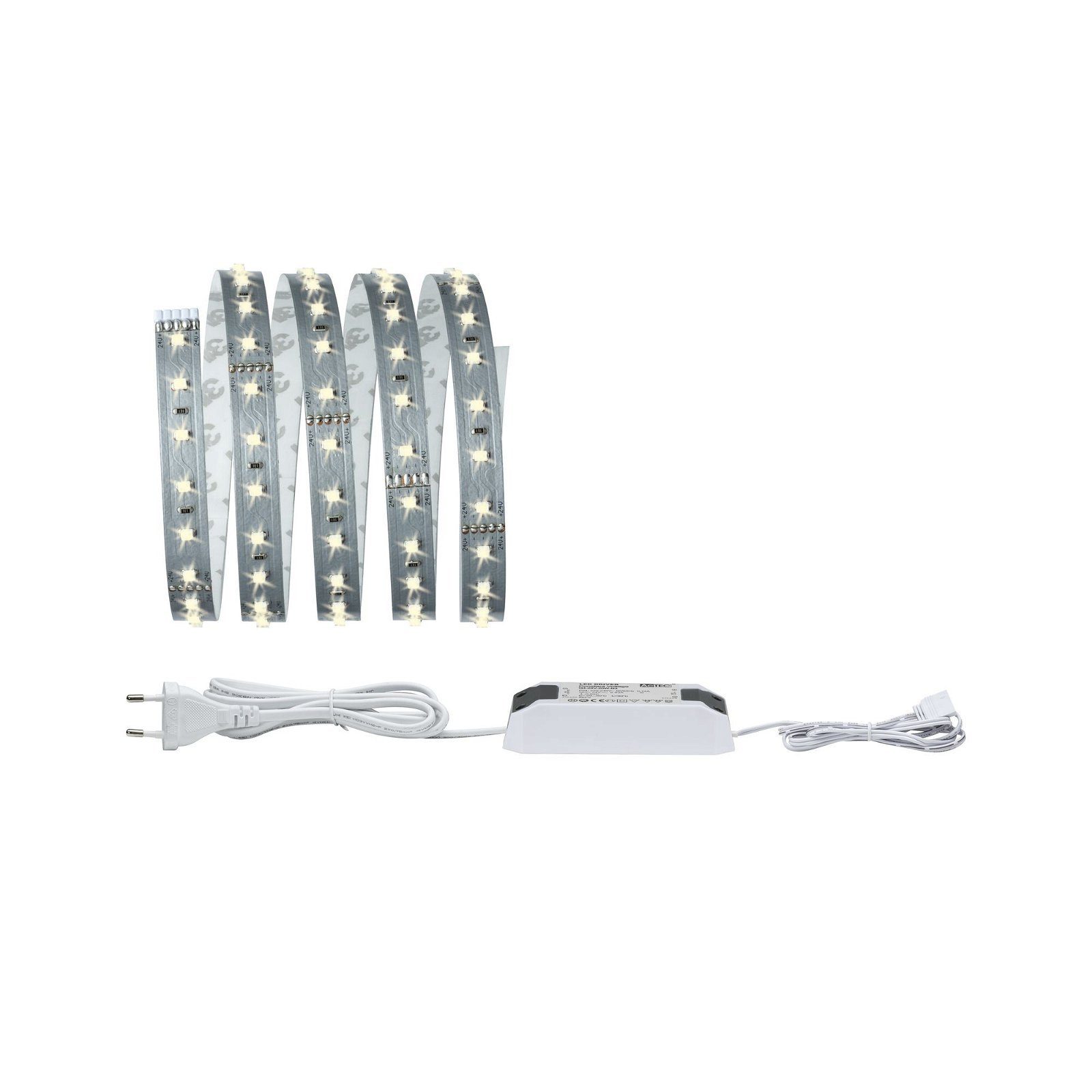Paulmann Led-strepen MaxLED 500 Basisset 1,5m IP20 2700K 9W 230/24V 20VA zilverkleur (1 stuk)