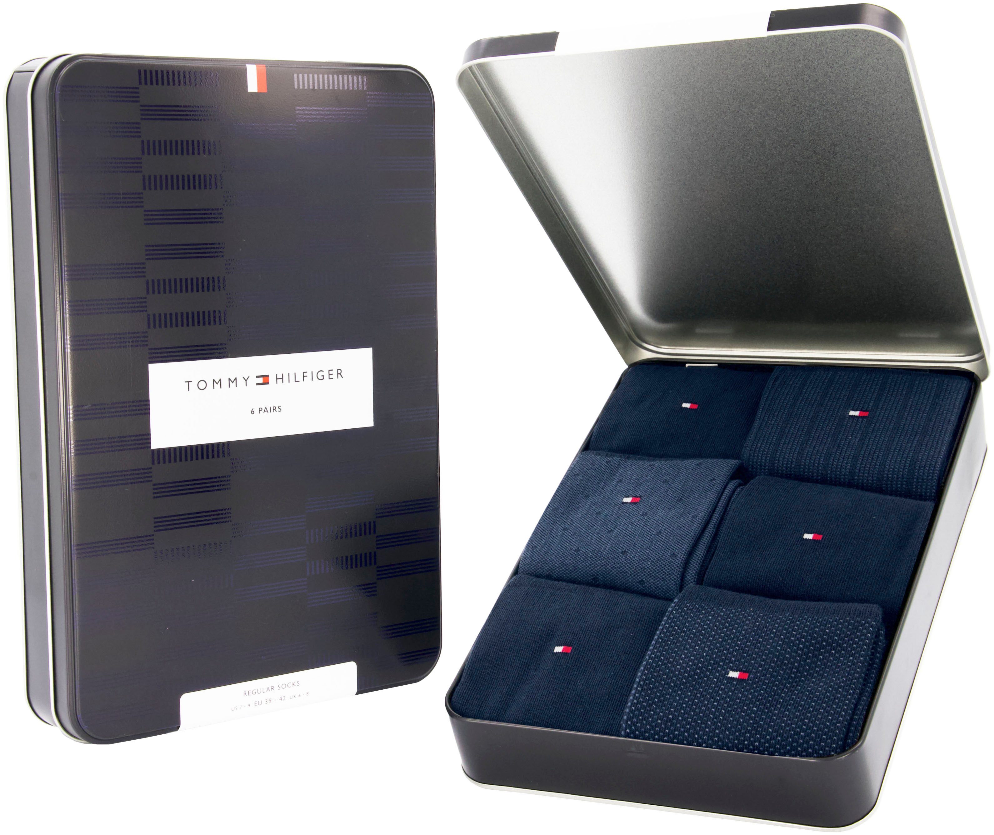 Tommy Hilfiger Sokken TH MEN SOCK 6P TIN GIFTBOX BIRDSEYE (box 6 paar)