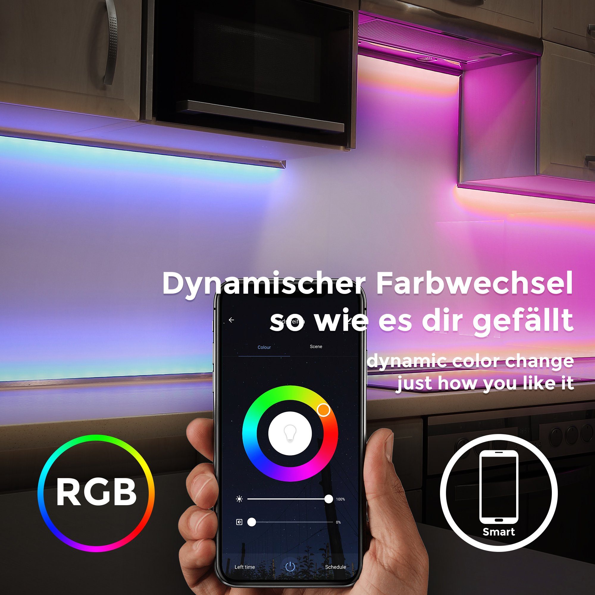 B.K.Licht Led-strepen 5m smart home led band dimbaar met wifi app-besturing