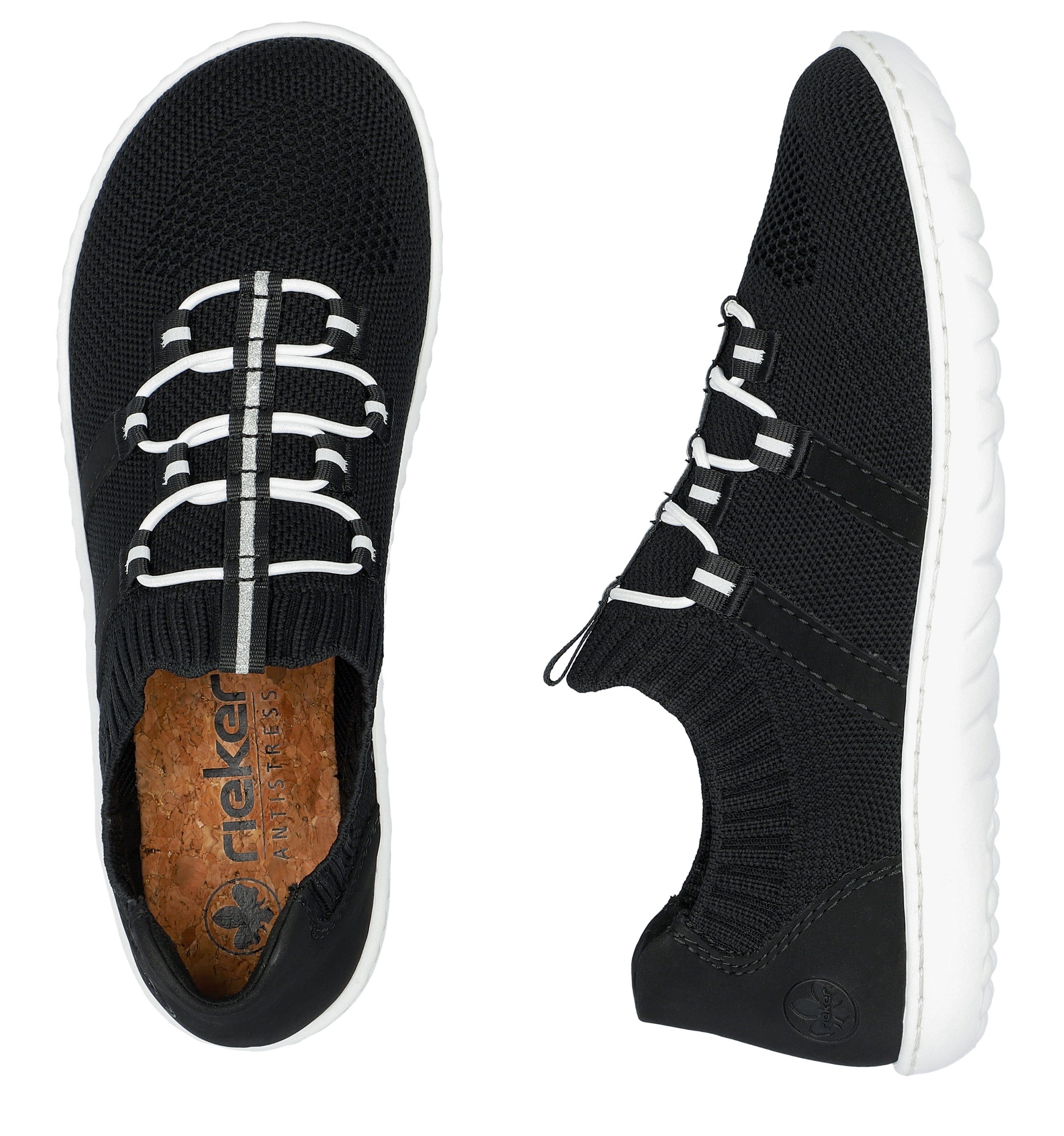 Rieker Slip-on sneakers Barefootschoenen , slipper, vrijetijdsschoen, lage schoen met elastische brei-schaft