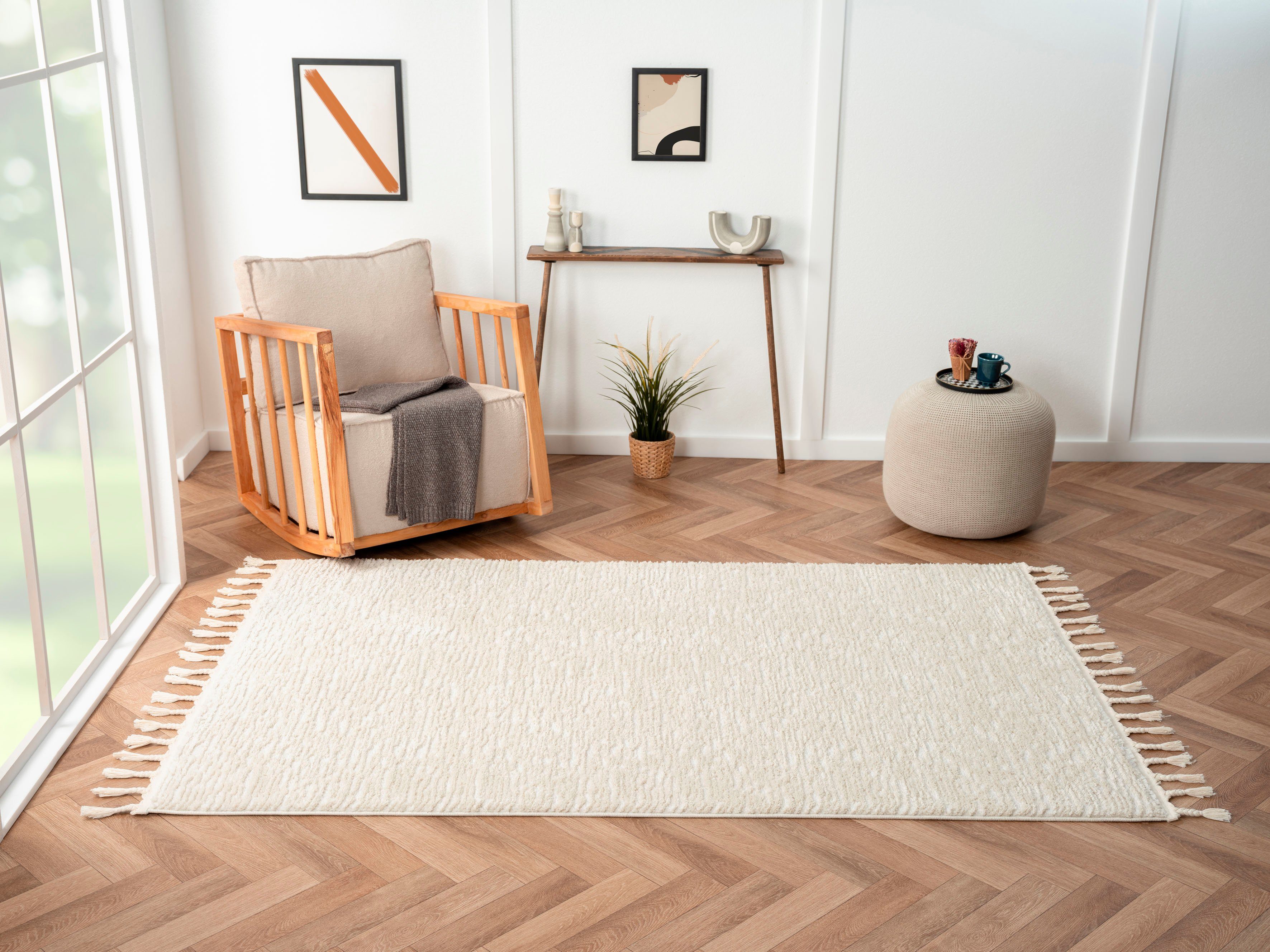 Myflair Möbel & Accessoires Hoogpolig vloerkleed Moroccan Pureness moderne tapijt, uni-kleuren, fluffy zacht door hoogpolig