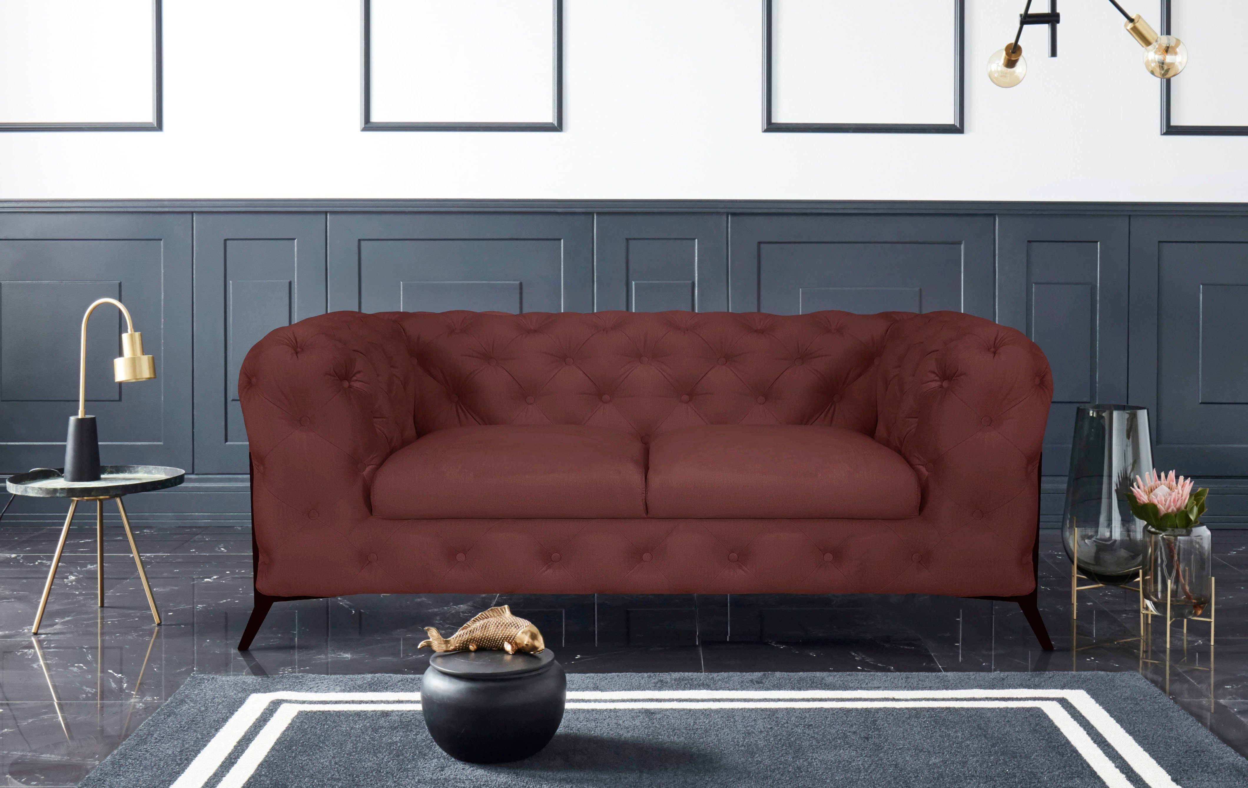 Leonique Chesterfield-bank Amaury luxueuze capitonnage, moderne chesterfield look, kleur van de poten ter keuze