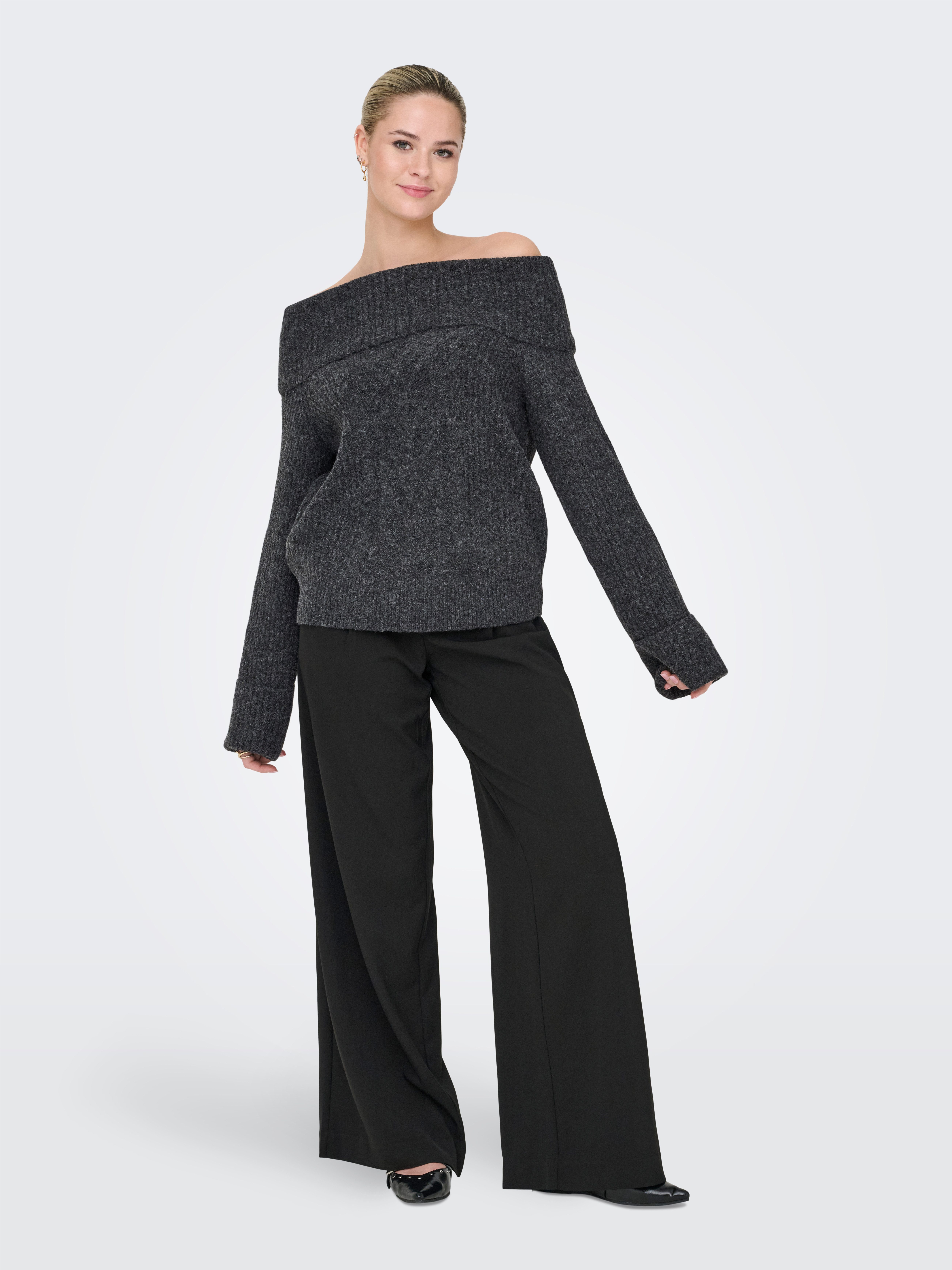 Only Gebreide trui ONLLUNA LS OFF SHOULDER PULLOVER KNT