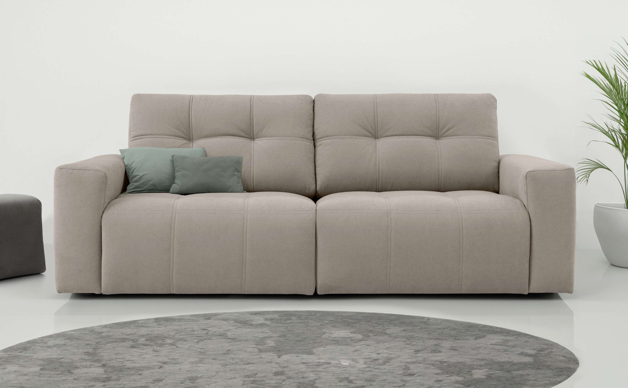 Home affaire 3-zitsbank Tournon, loungebank, breedte 220 cm Chenille, met knoop- en dubbele stiksels, elegante uitstraling