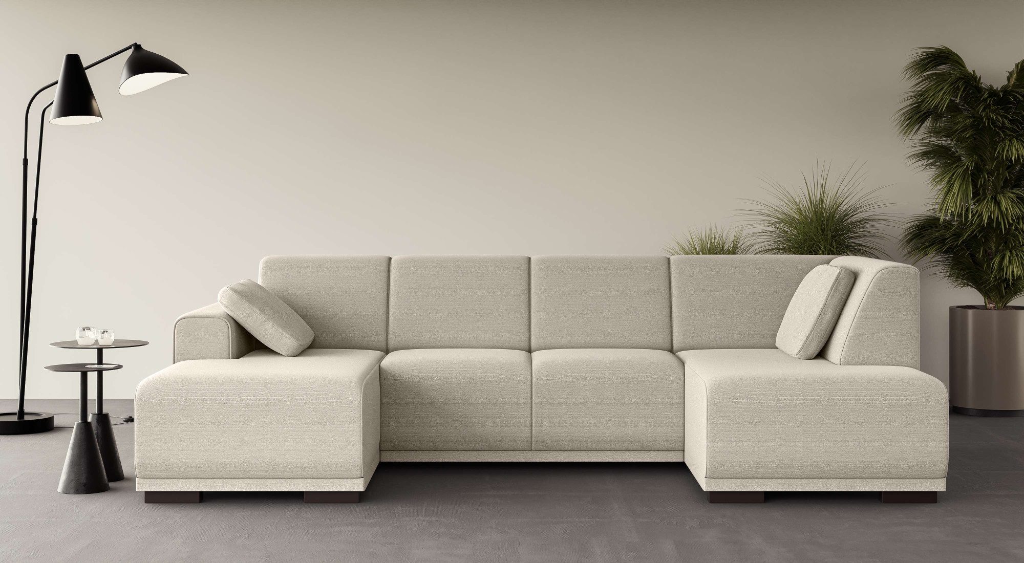 Home affaire Zithoek BORNHOLM U-vorm met chaise longue rechts/links, B/D/H: 300/162/85 cm U-vorm met golvende ondervering, chaise longue rechts of links bestelbaar