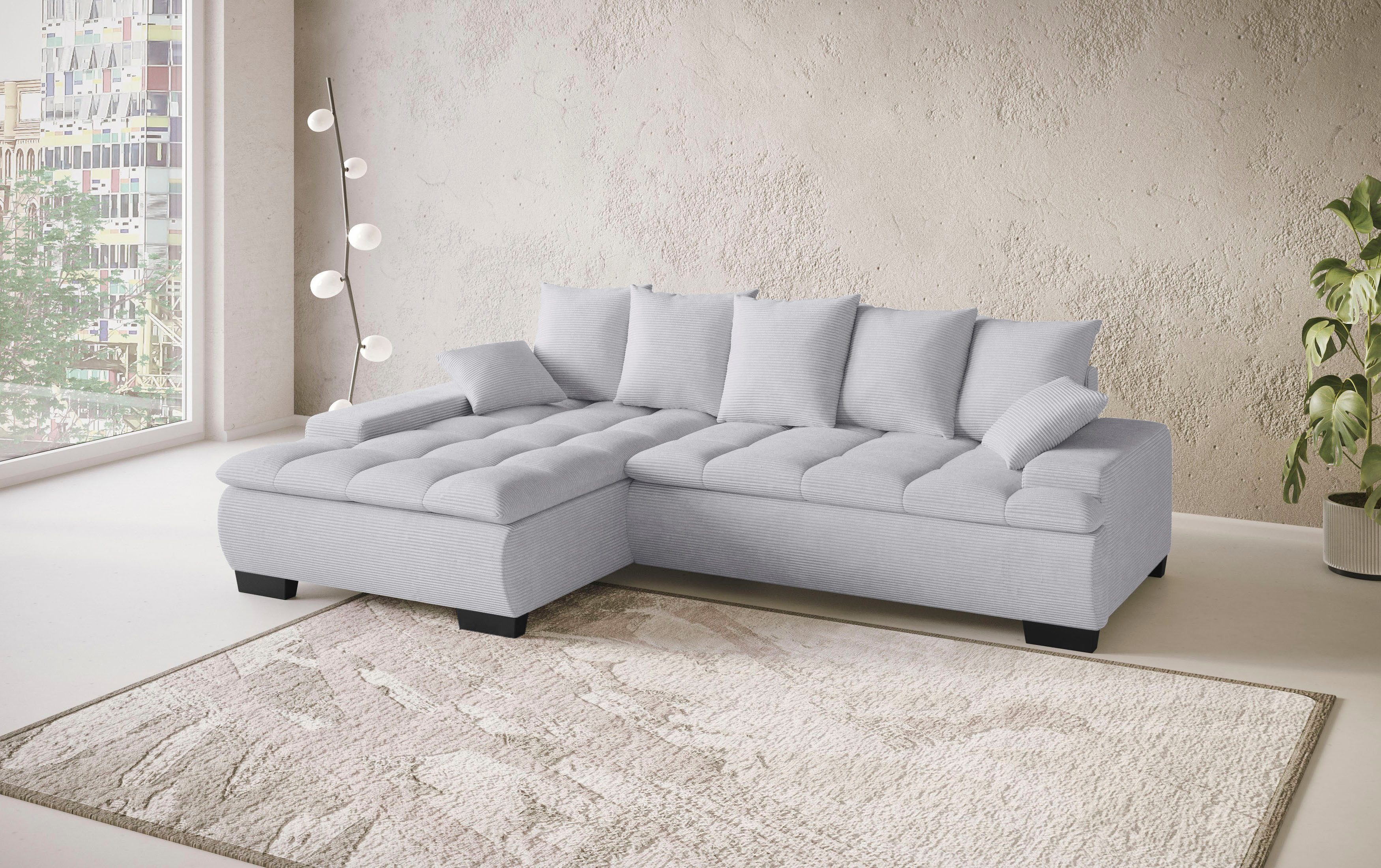 Mr. Couch Hoekbank Haiti II, L-vorm met koudschuim bekleding, optioneel met bed en bedlade