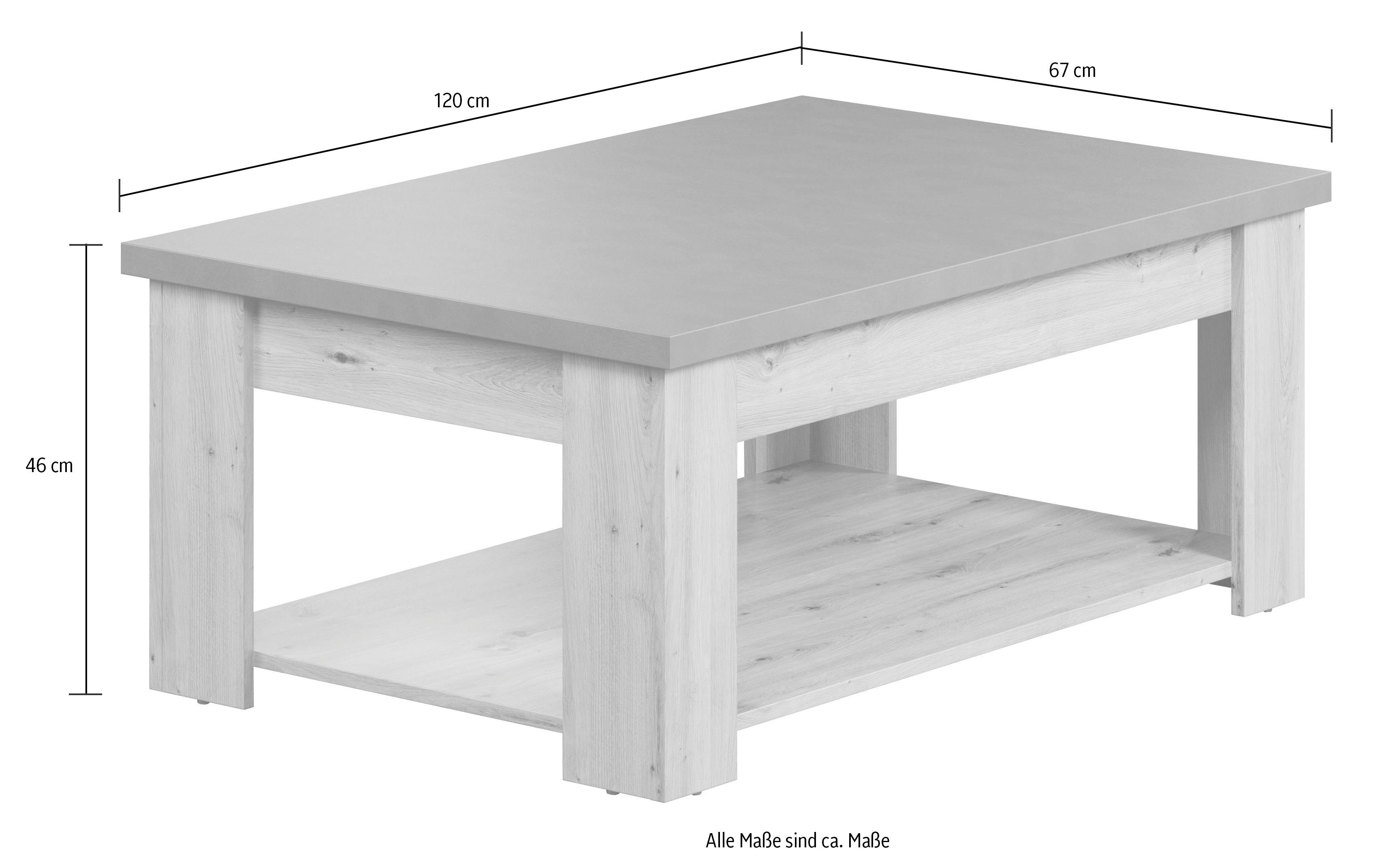 Home affaire Salontafel Ambres rechthoekige salontafel met plank - afmetingen (b/d/h) 120/67/46 cm (1 stuk)