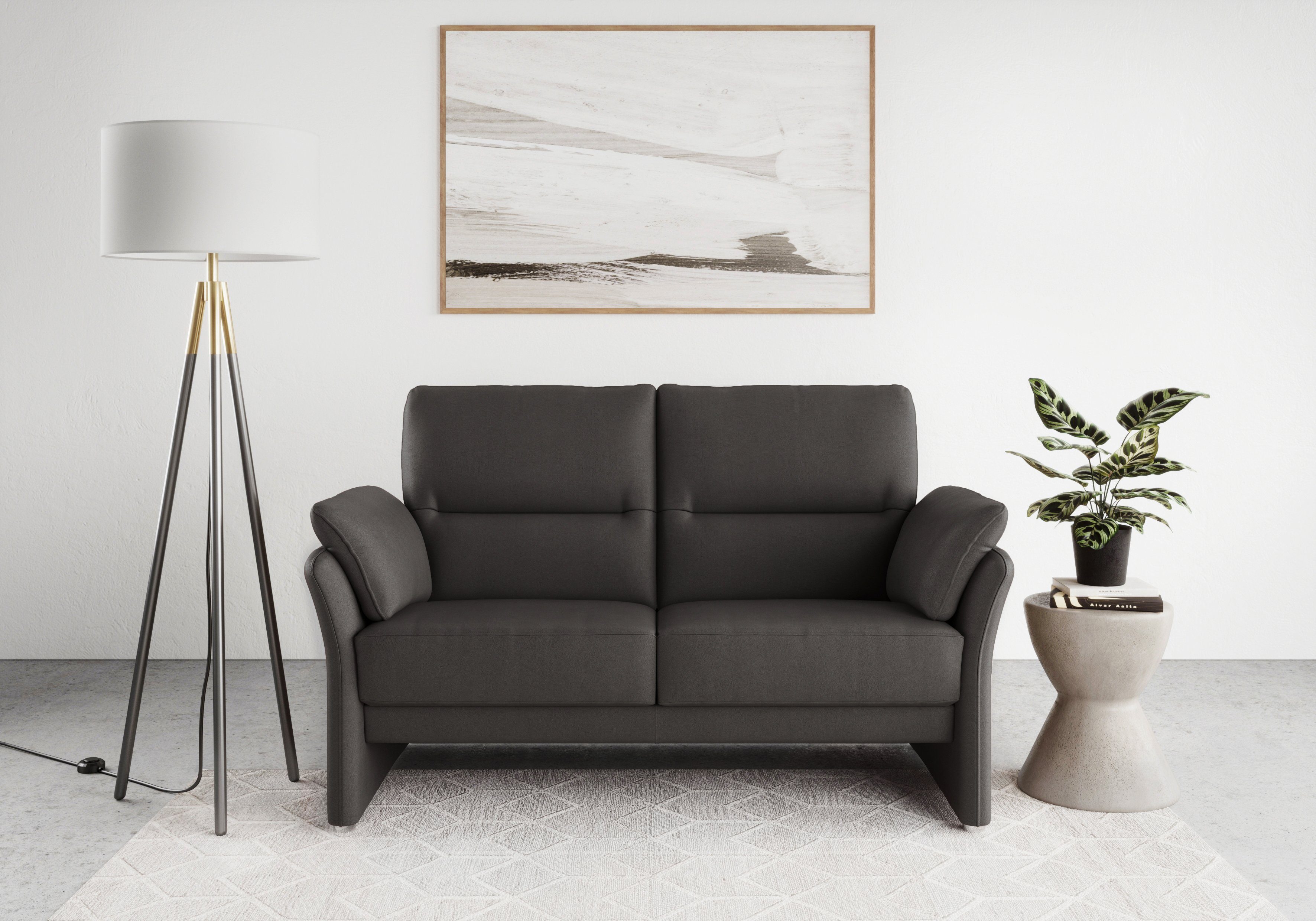 DOMO collection 2-zitsbank Pina, smalle armleuningen, met bonellvering, compact & elegant grijs, 2-zitsbanken, 159 cm