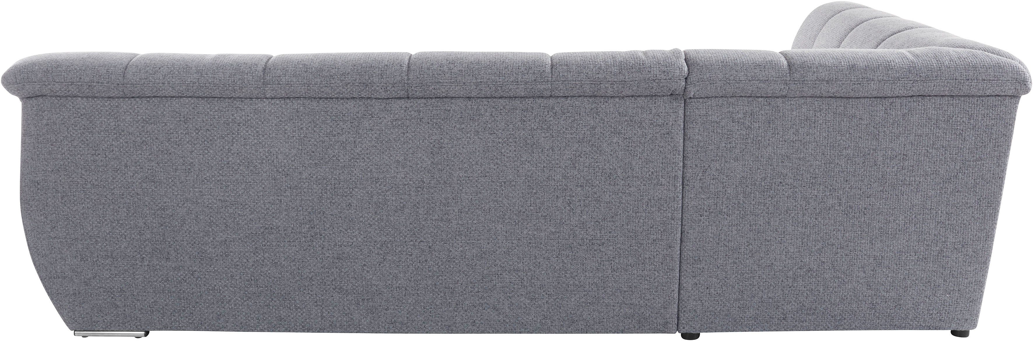 DOMO collection Hoekbank Lagoa, moderne zittingstikking, comfortabel en comfortabel, L-Vorm naar keuze met slaapfunctie, vrij plaatsbaar, grote veelvoud aan kleuren