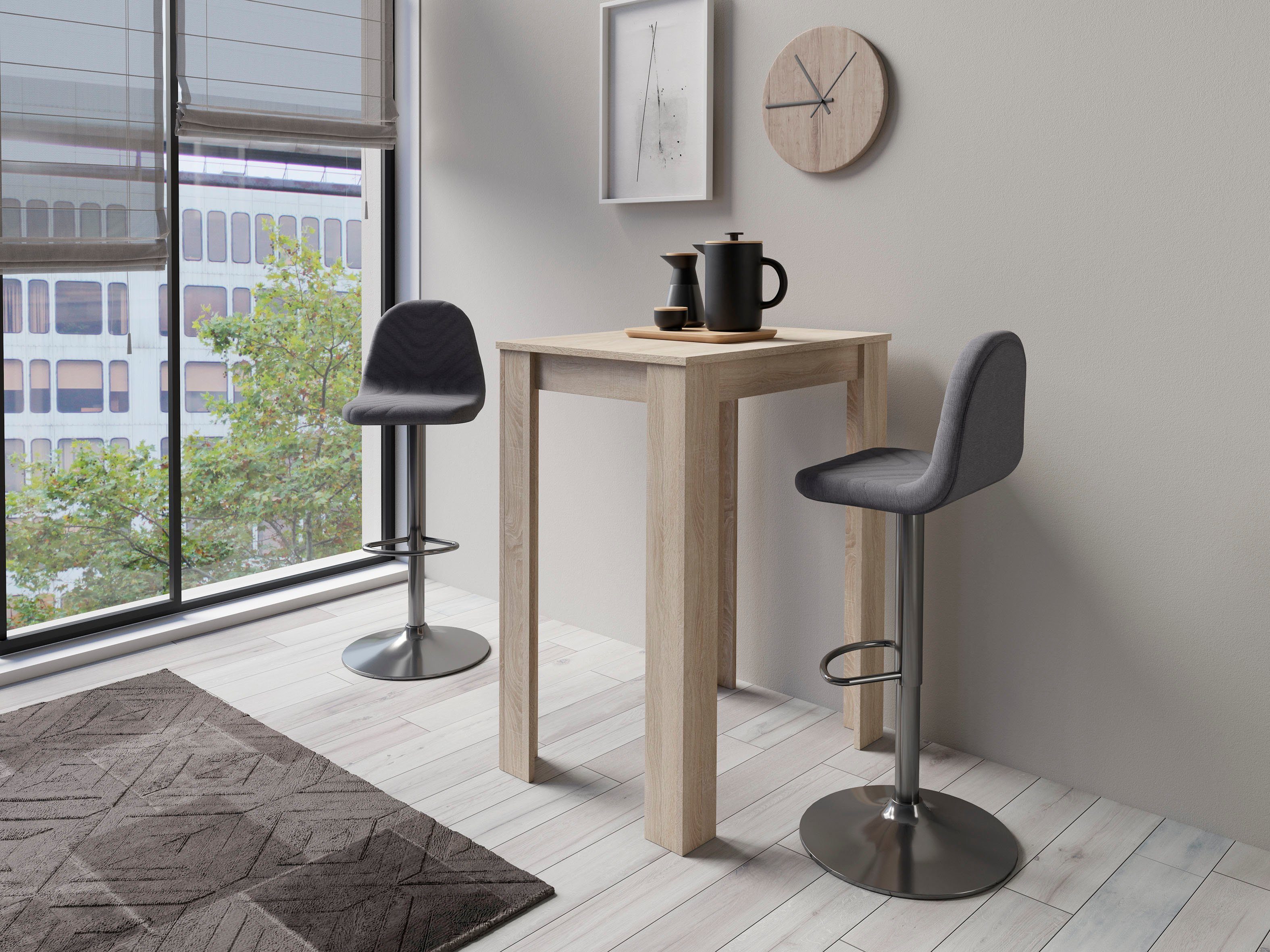 byLIVING Barkruk Casino 01 draaibaar met hoogteverstelling, bekleding van weefstof, metalen frame (set, 2 stuks)