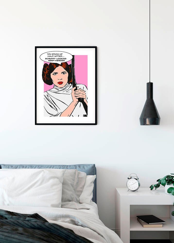 Komar Wanddecoratie Star Wars Classic stripverhaal aandeel Leia Wanddecoratie voor de kinderkamer - zonder lijst (1 stuk)