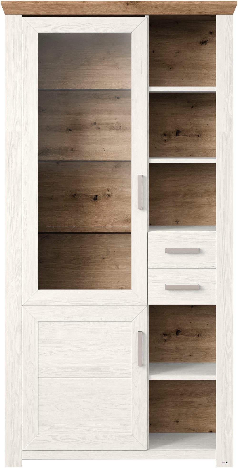 set one by Musterring Staande vitrinekast York Type 05 en 06, met Glazendeur, verlichting optioneel, hoogte 207 cm