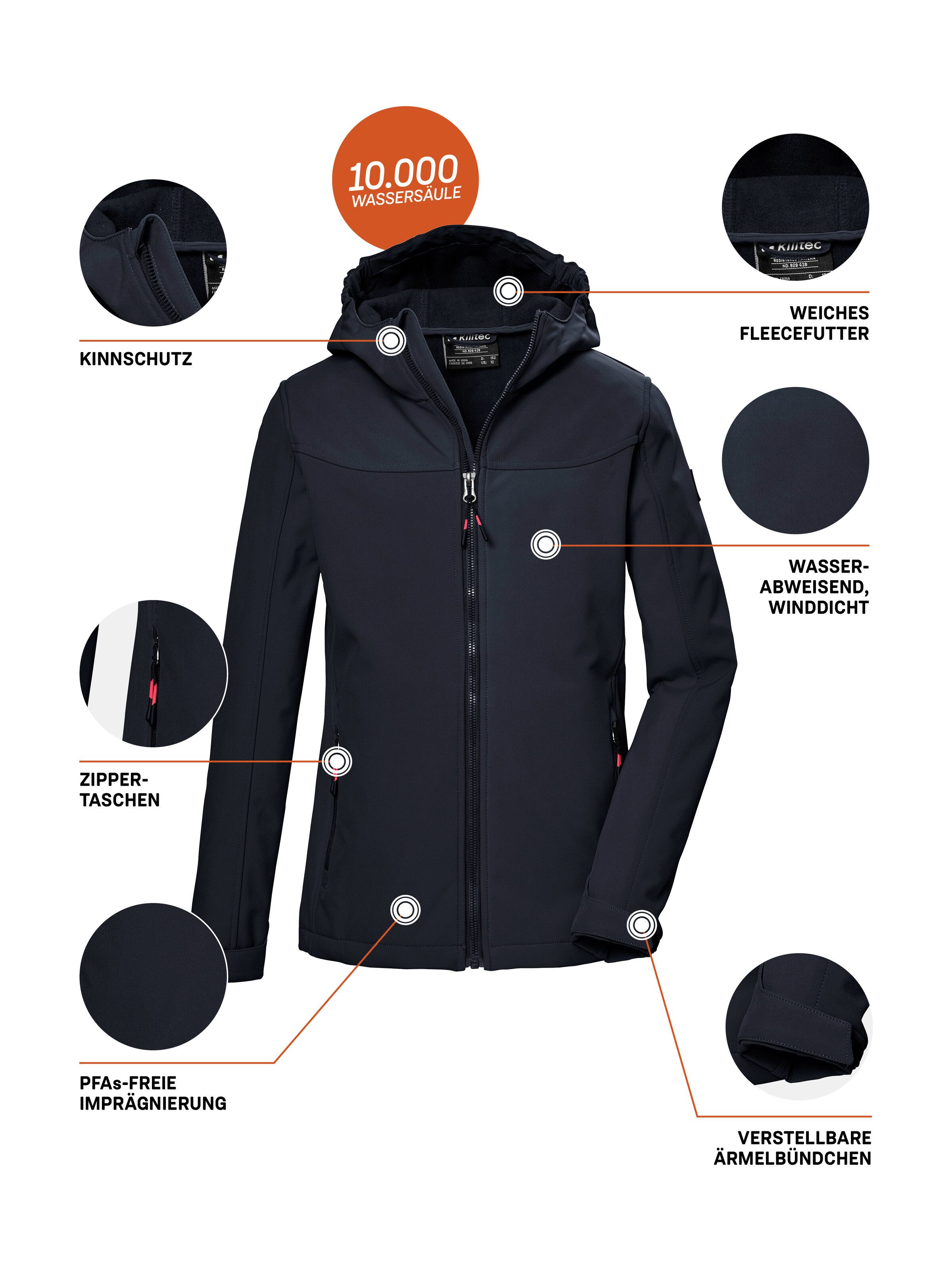 Killtec Softshell-jack KOS 145 GRLS SFTSHLL JCKT Wind- en waterafstotende meisjesjas, ademend mesh-inzet