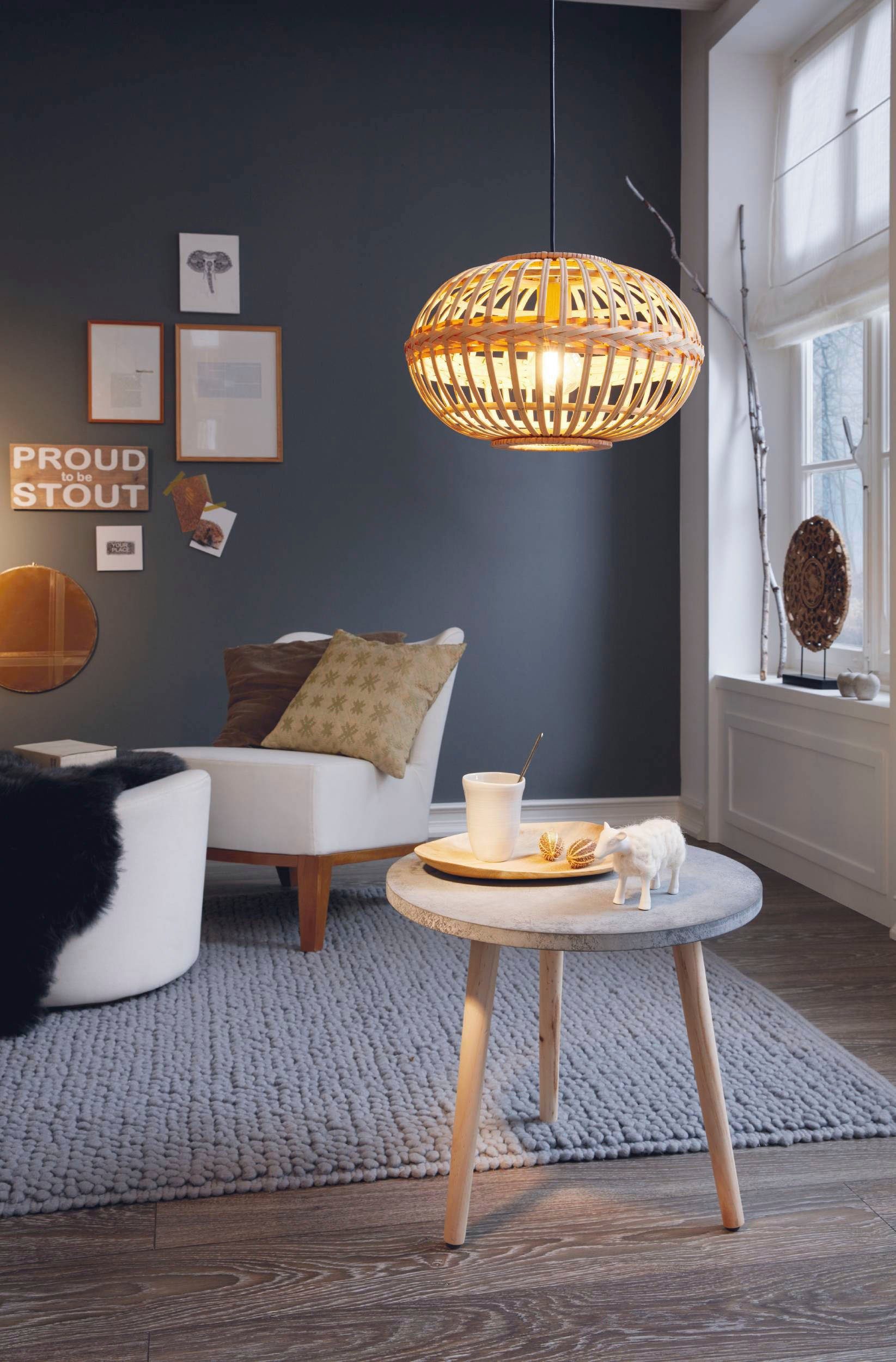 EGLO Hanglamp AMSFIELD Boho hanglamp eettafel, eetkamerlamp, hanglamp, E27, Ø 38 cm