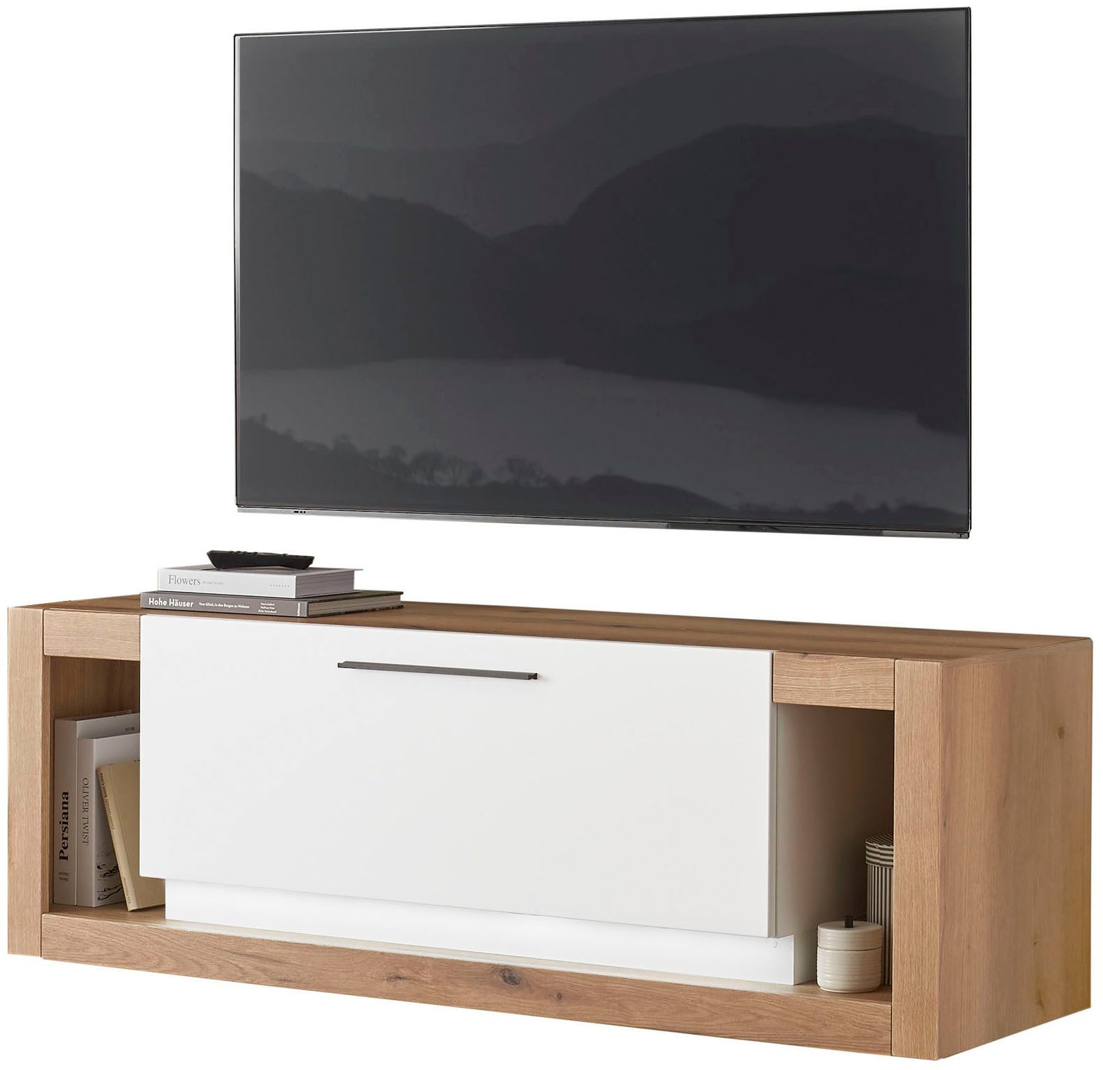 INOSIGN Tv-meubel Brixen, moderne TV-kast, commode in eik Evoke decor met wit Metalen grepen, voldoende opbergruimte, veelzijdig toepasbaar