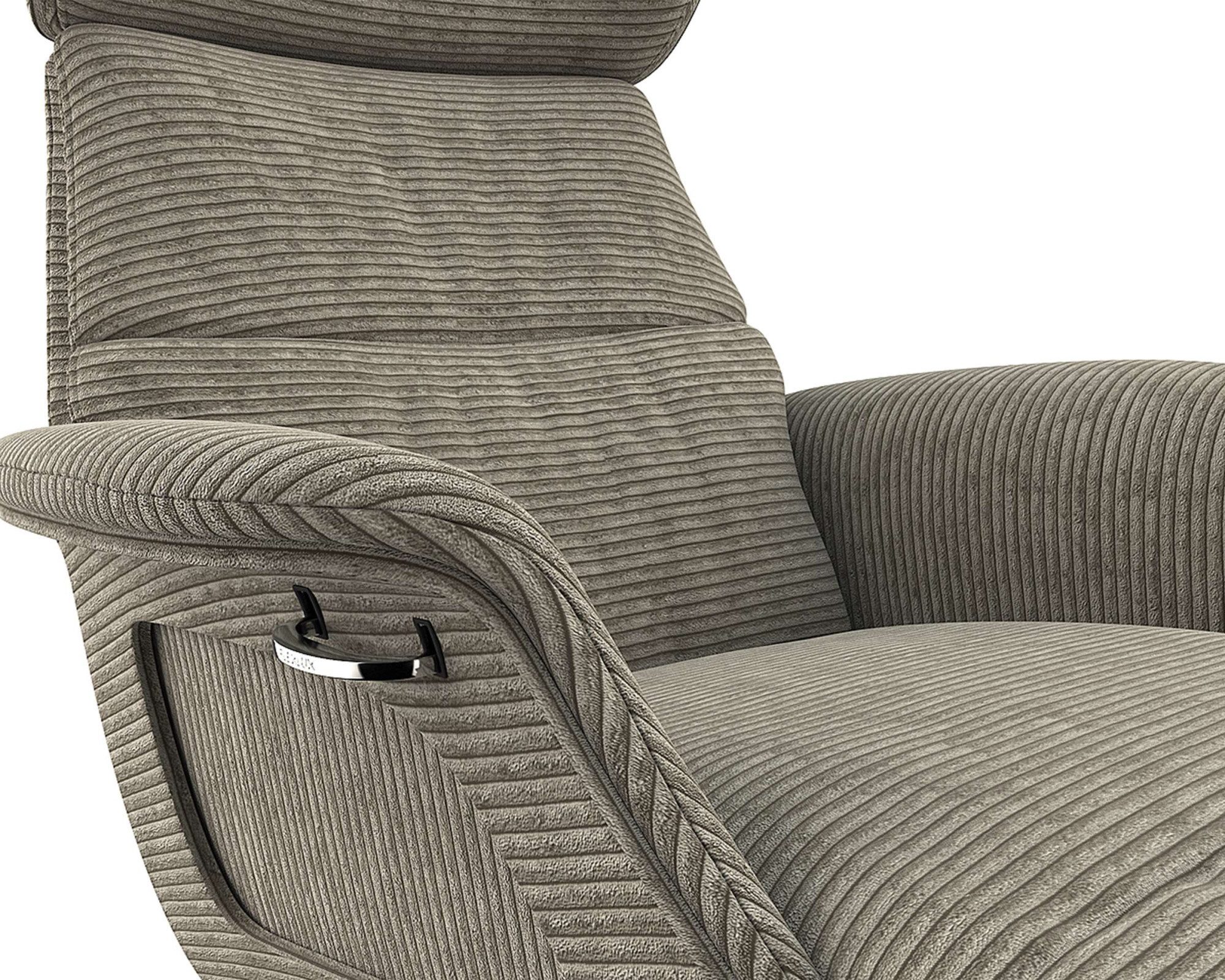 FLEXLUX Loungestoel Clement chaise longue, relaxstoel, ligstoel Rug- en hoofdsteunverstelling, armleuning gepolsterd geolied, voet van aluminium