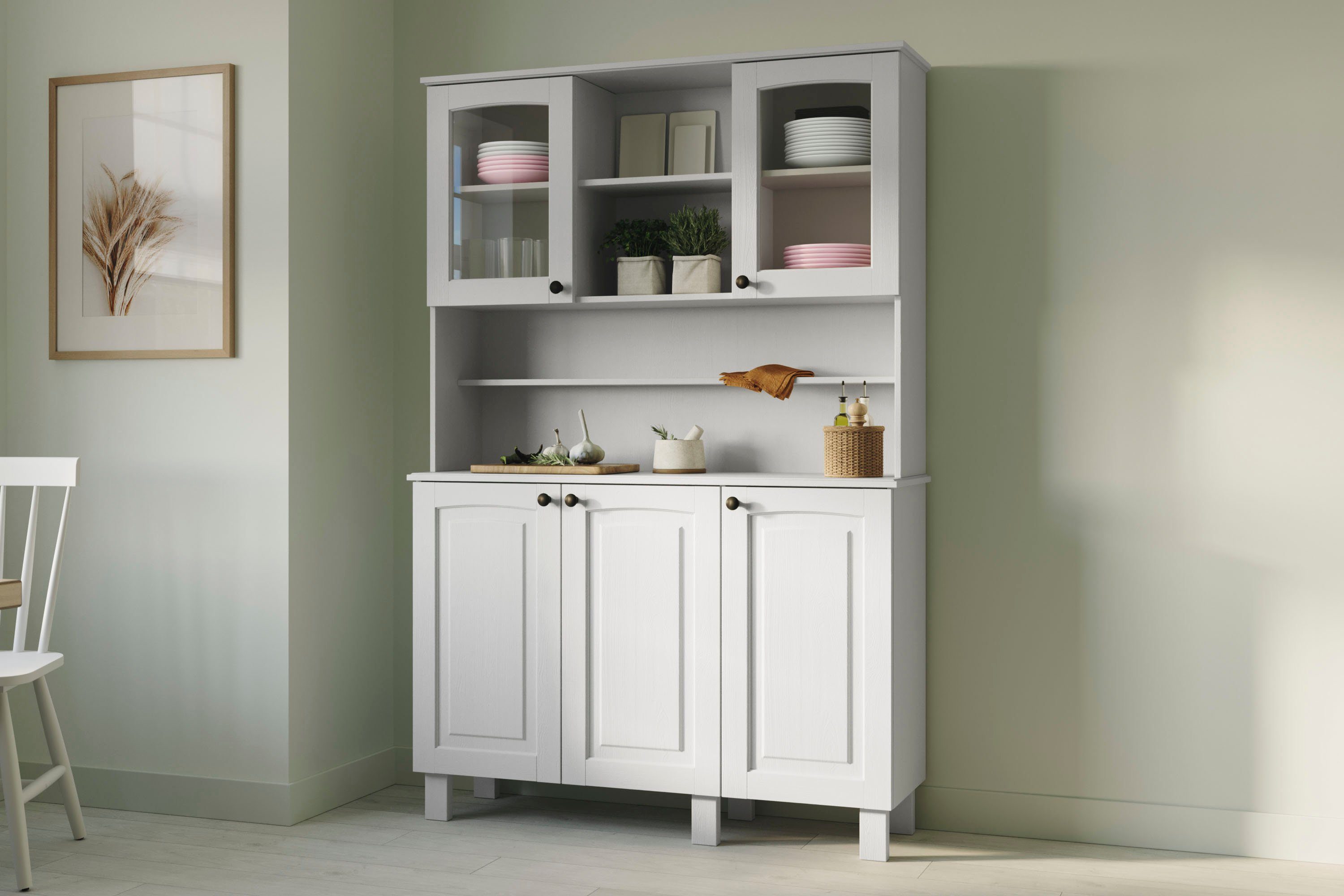 Kochstation Keukenbuffet KS-Osby Massief grenen, breedte 120 cm, 5 deuren (1 stuk)