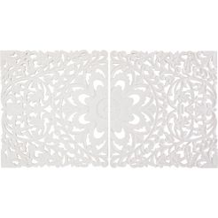 home affaire sierobject voor aan de wand wanddecoratie, ornamenten, met de hand gemaakt (set, 2 stuks) wit