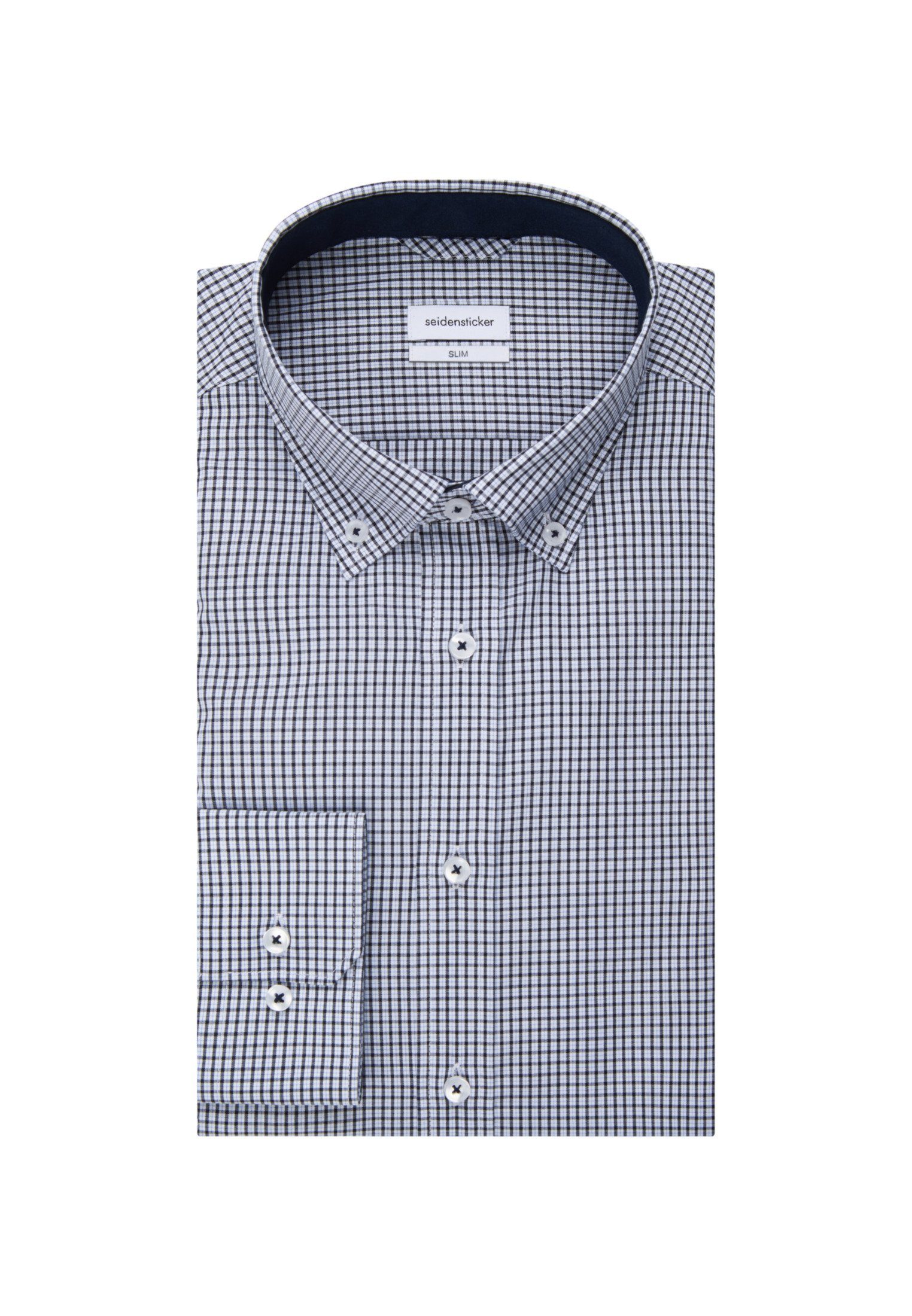 seidensticker Businessoverhemd Slim lange mouwen button-downkraag ruit