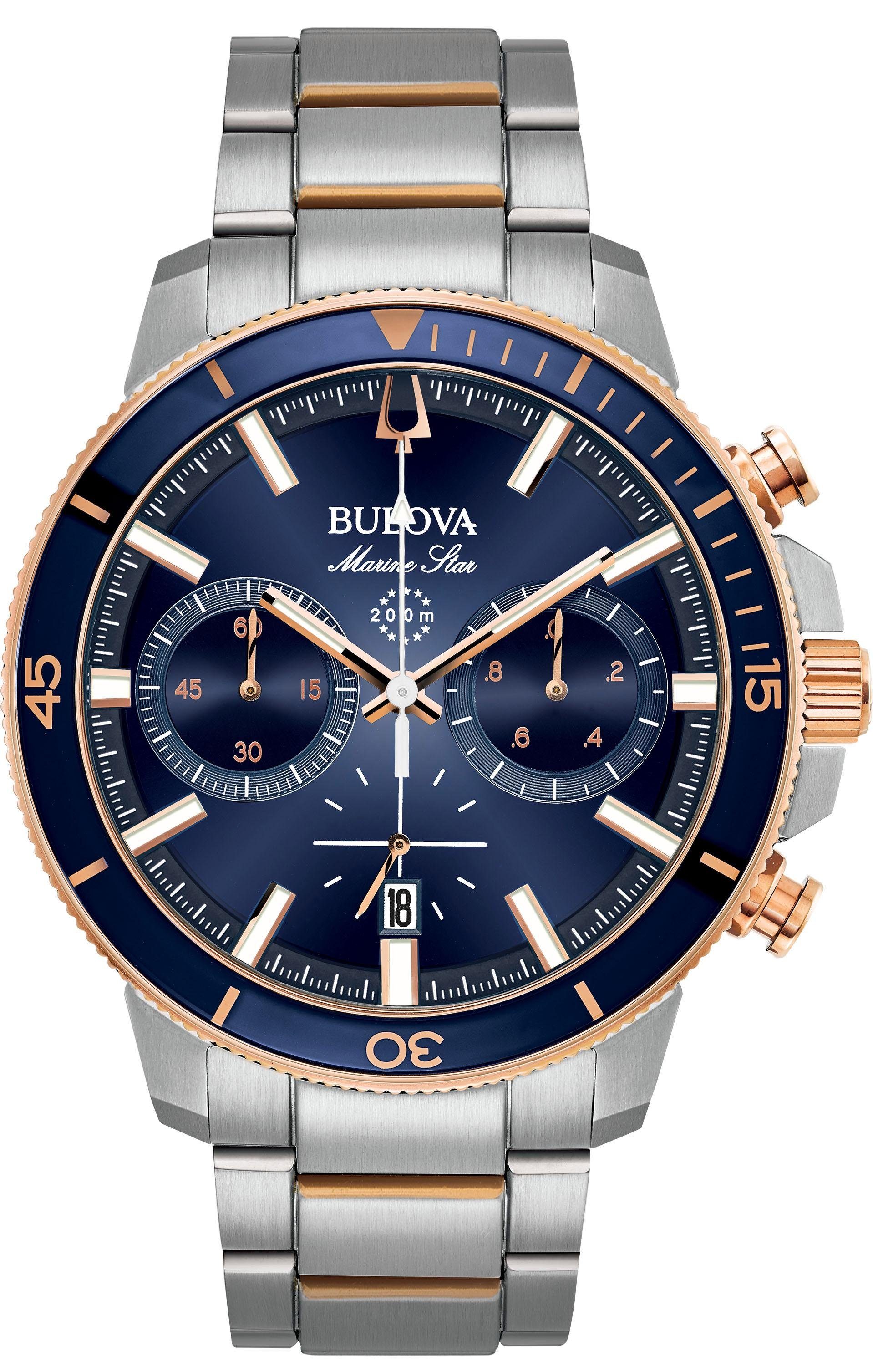 Bulova Chronograaf Marine Star Horloge, quartz, herenhorloge, roestvrijstalen band, datum
