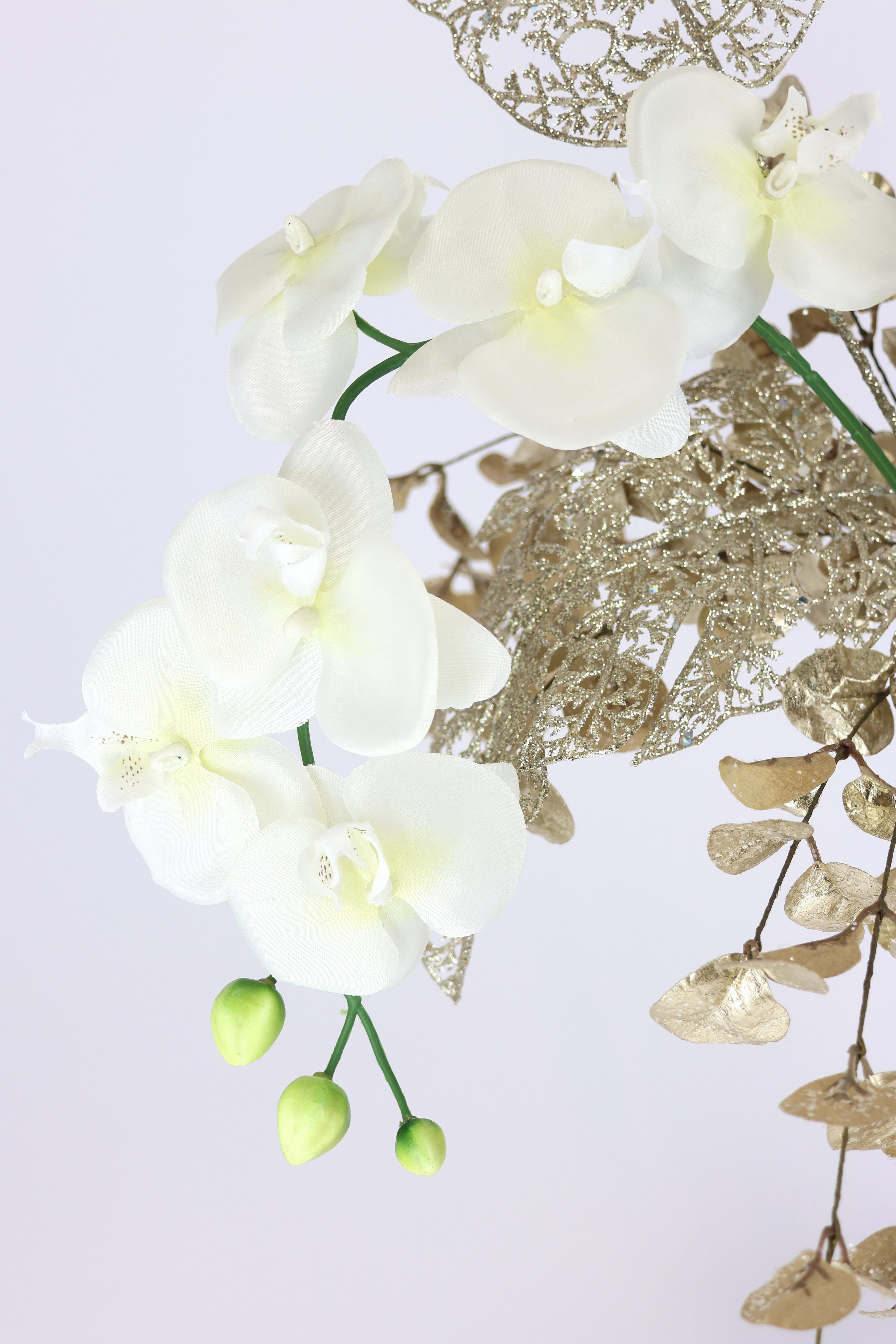 I.GE.A. Winterse kunstplant Arrangement met orchidee in keramische vaas, feestelijke kerstdecoratie(1 stuk)