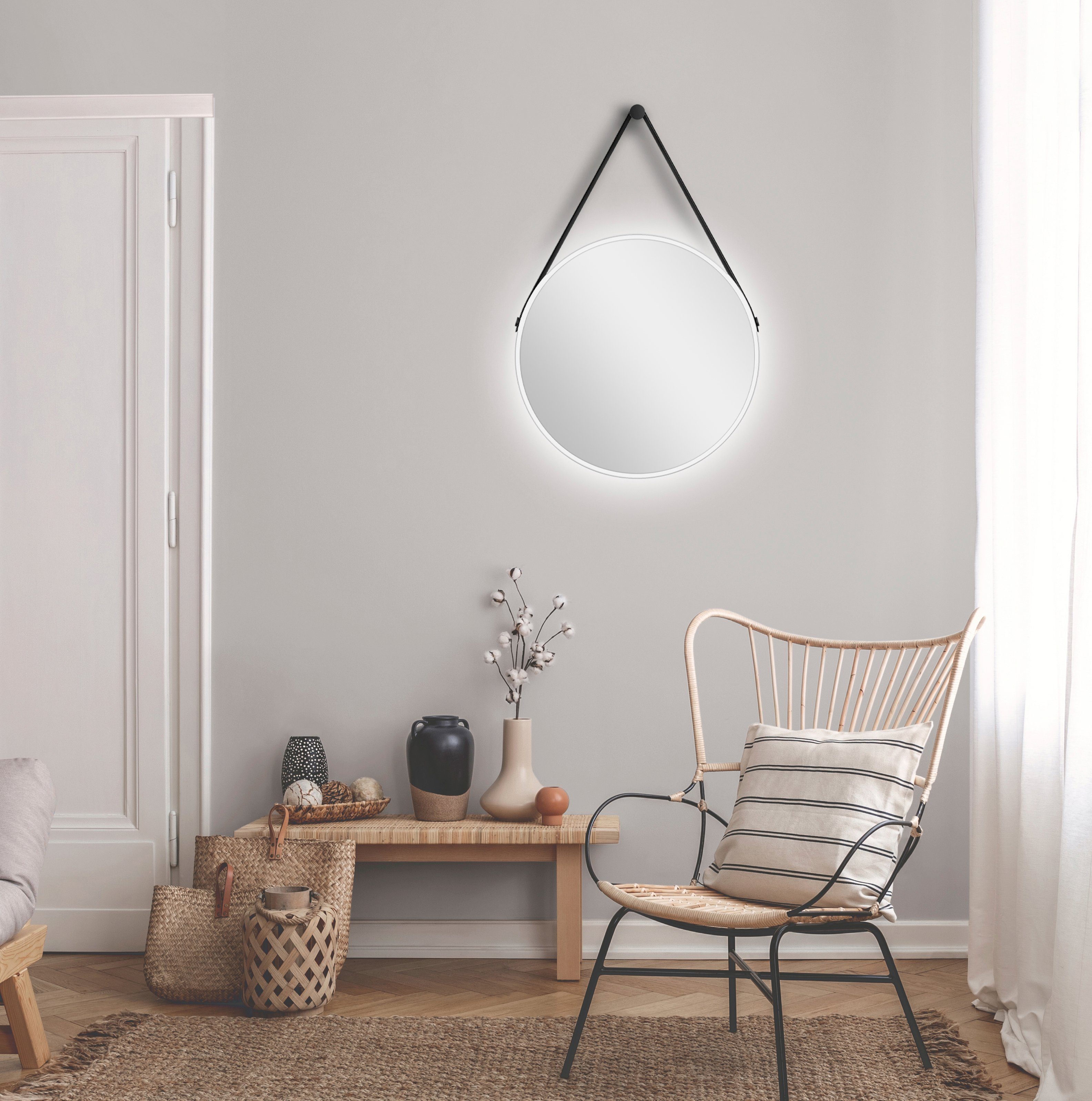 Talos Led-lichtspiegel rond, met indirecte ledverlichting, mat ø 50 cm spiegels & verlichting wit
