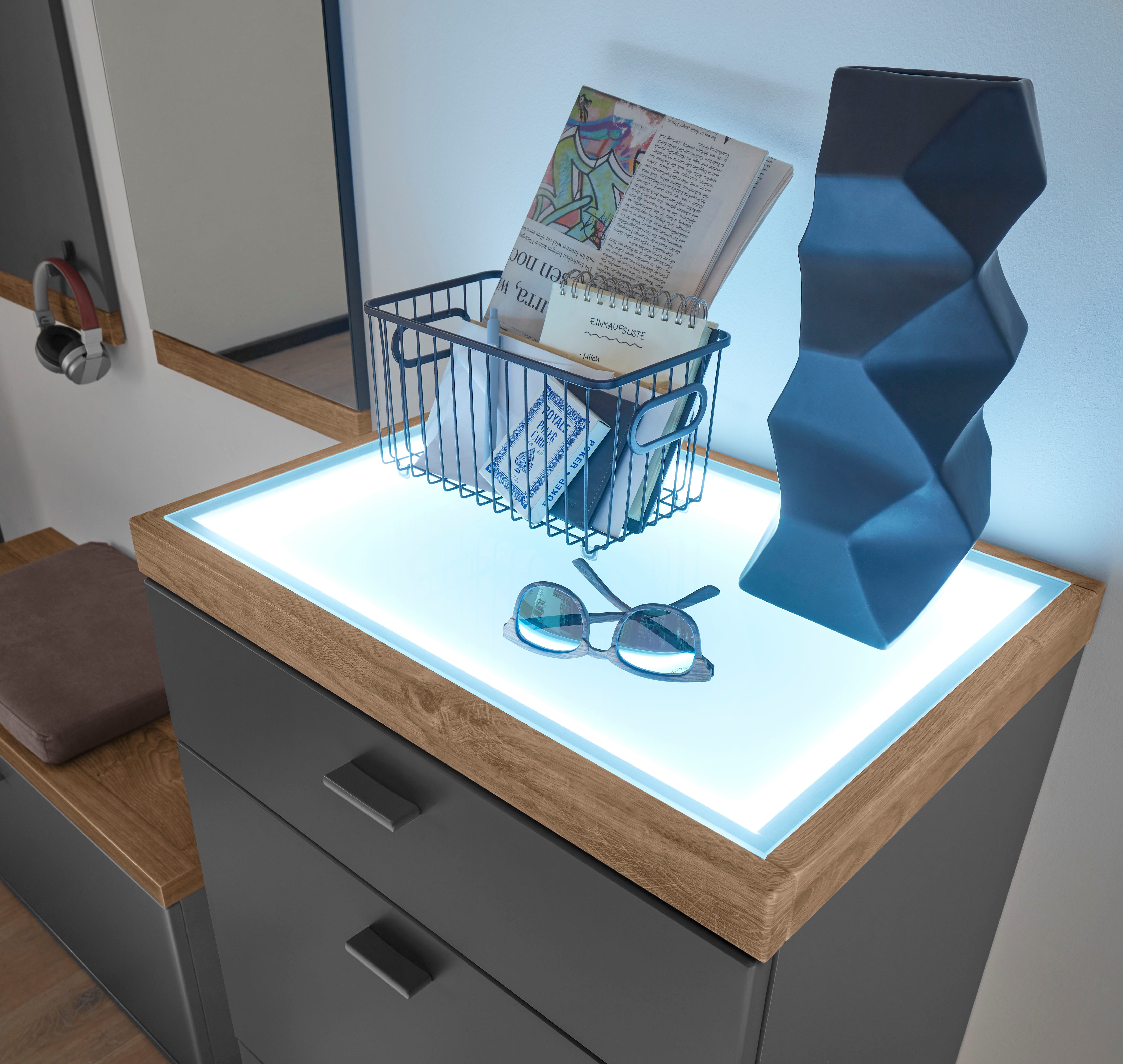 set one by Musterring Highboard Lancaster Dielen inclusief led-verlichting, in 2 kleuren verkrijgbaar, b 61 x h 91 cm