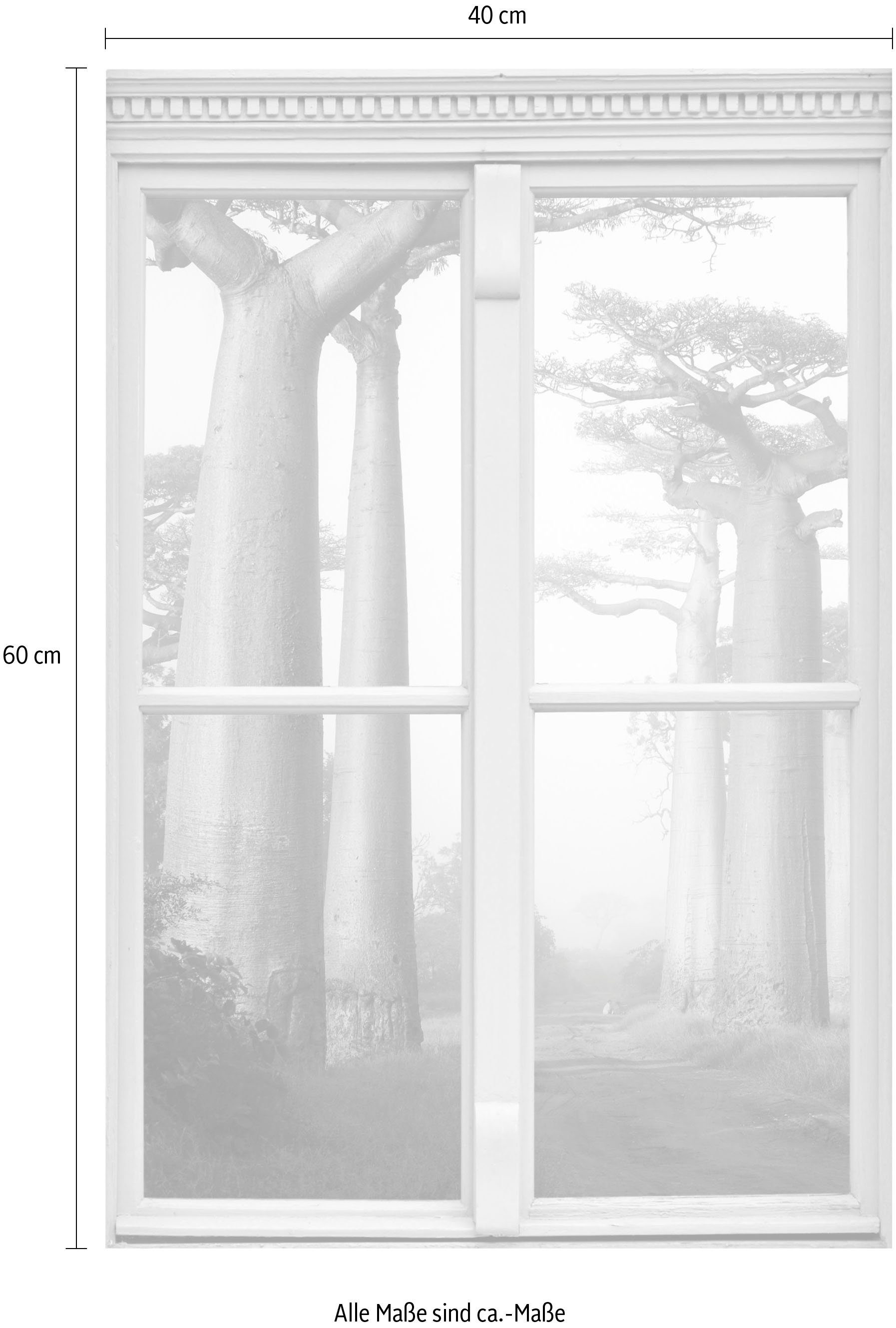 queence Wandfolie Apenbroodbomen Muursticker, muurdecoratie, zelfklevend, 3D, raam