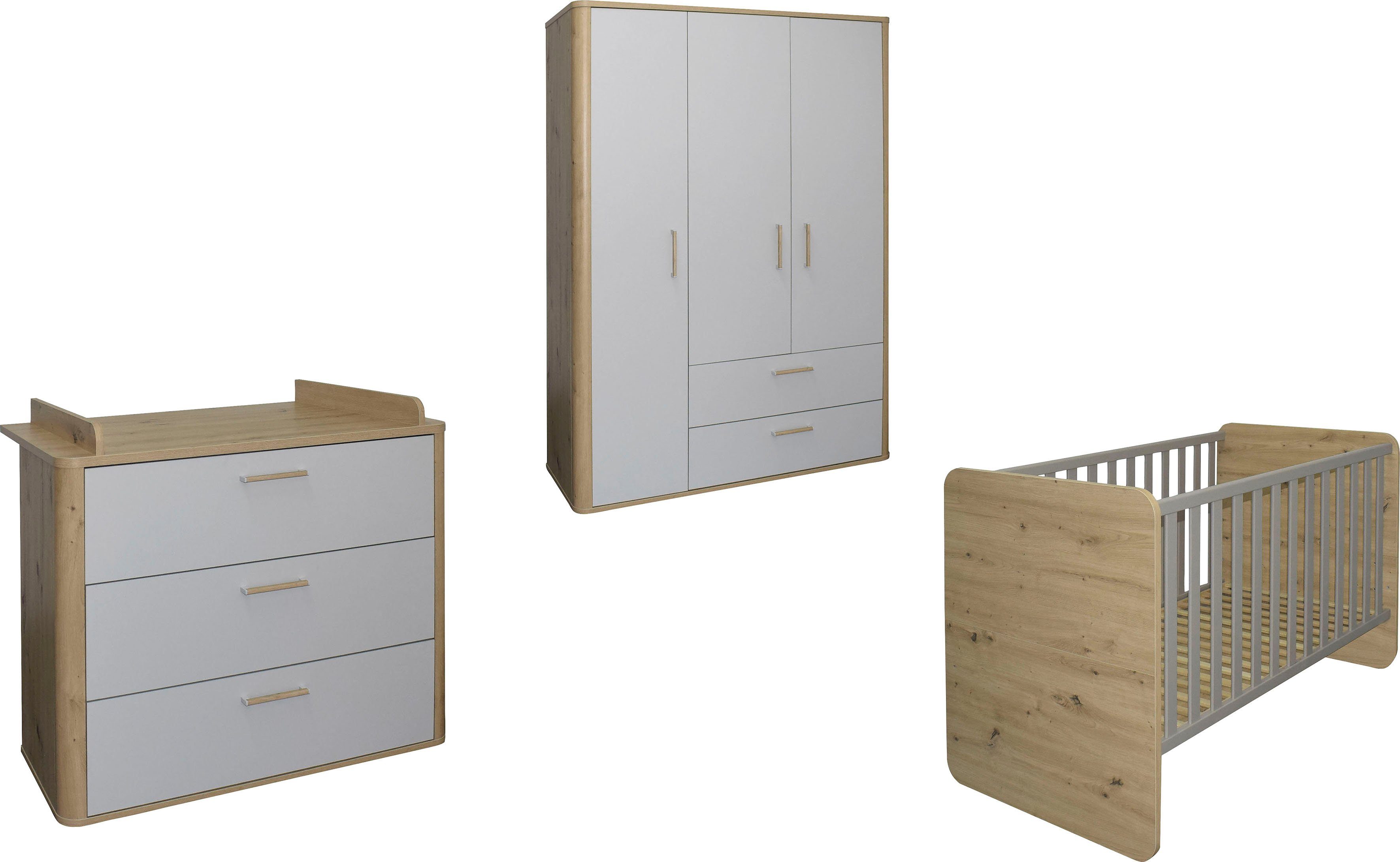 Mäusbacher Babymeubelset Lilly (3-delig) ledikanten + commodesets grijs