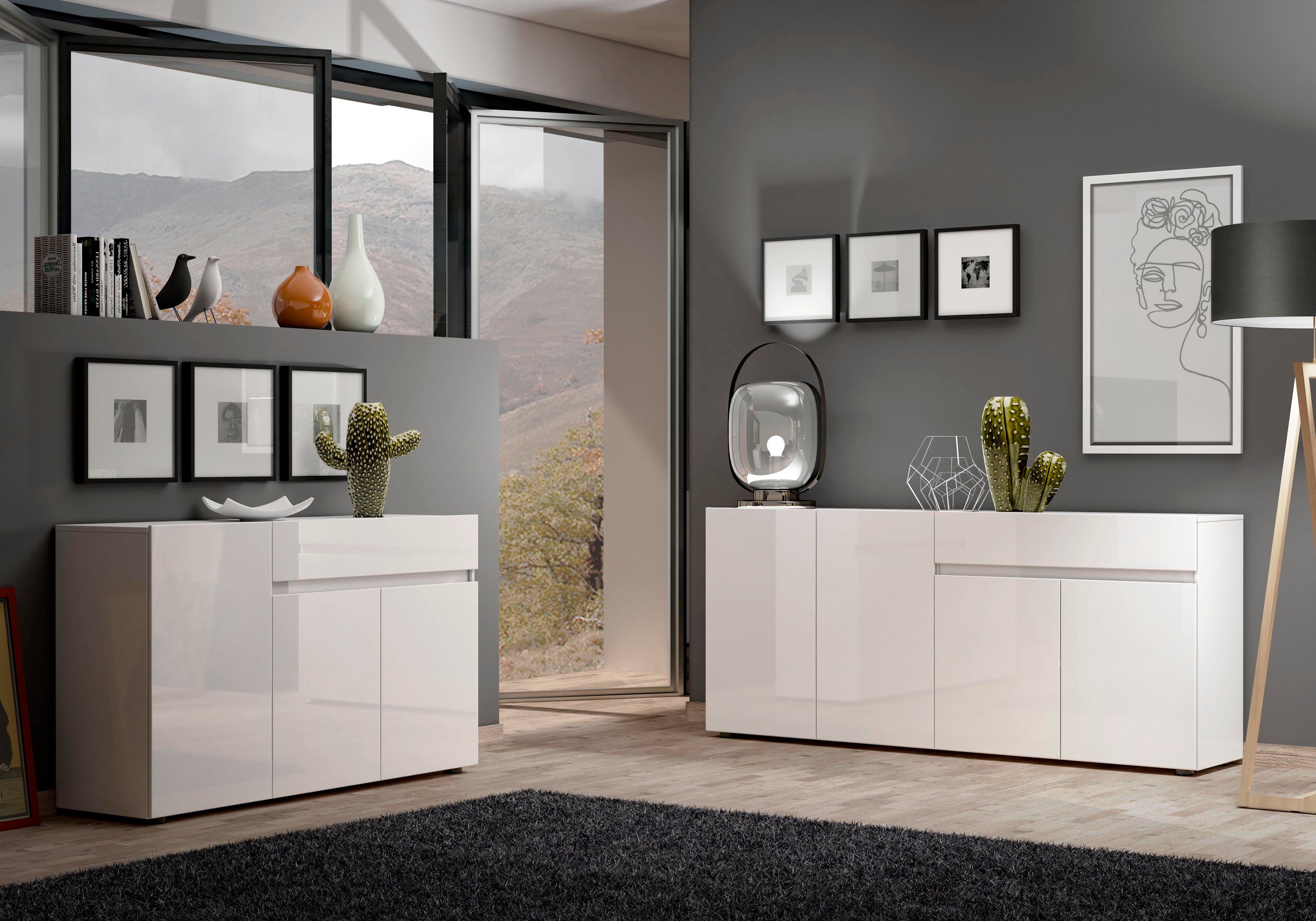 INOSIGN Dressoir Mister Dressoir, volledig hoogglans gelakt, B/H 135x80 cm