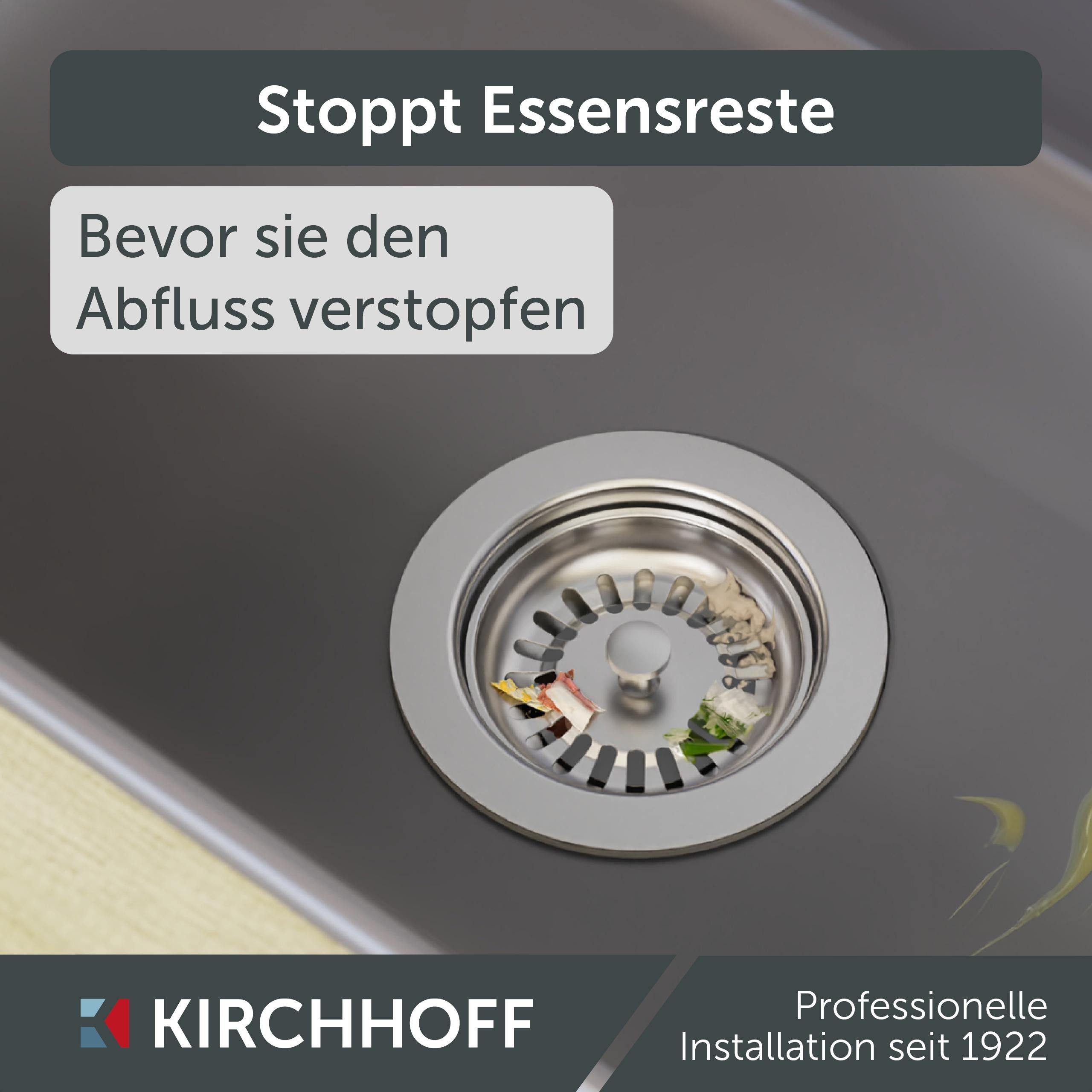 Kirchhoff Afvoerzeef Afvoerplug met overloopaansluiting + draaibevestiging, bowdenkabel, edelstaal