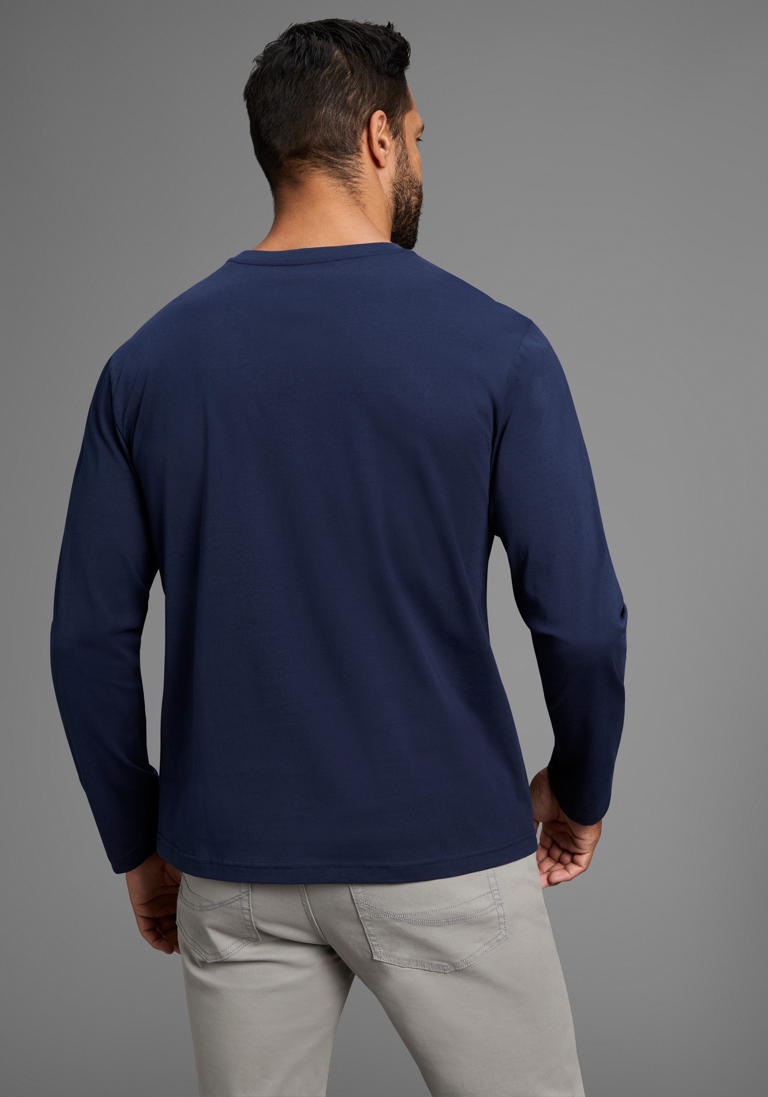 Man's World Shirt met lange mouwen Nieuwe kleur ! Lange mouwen, effen, van katoen, in 3-pack (3-delig, Set van 3)
