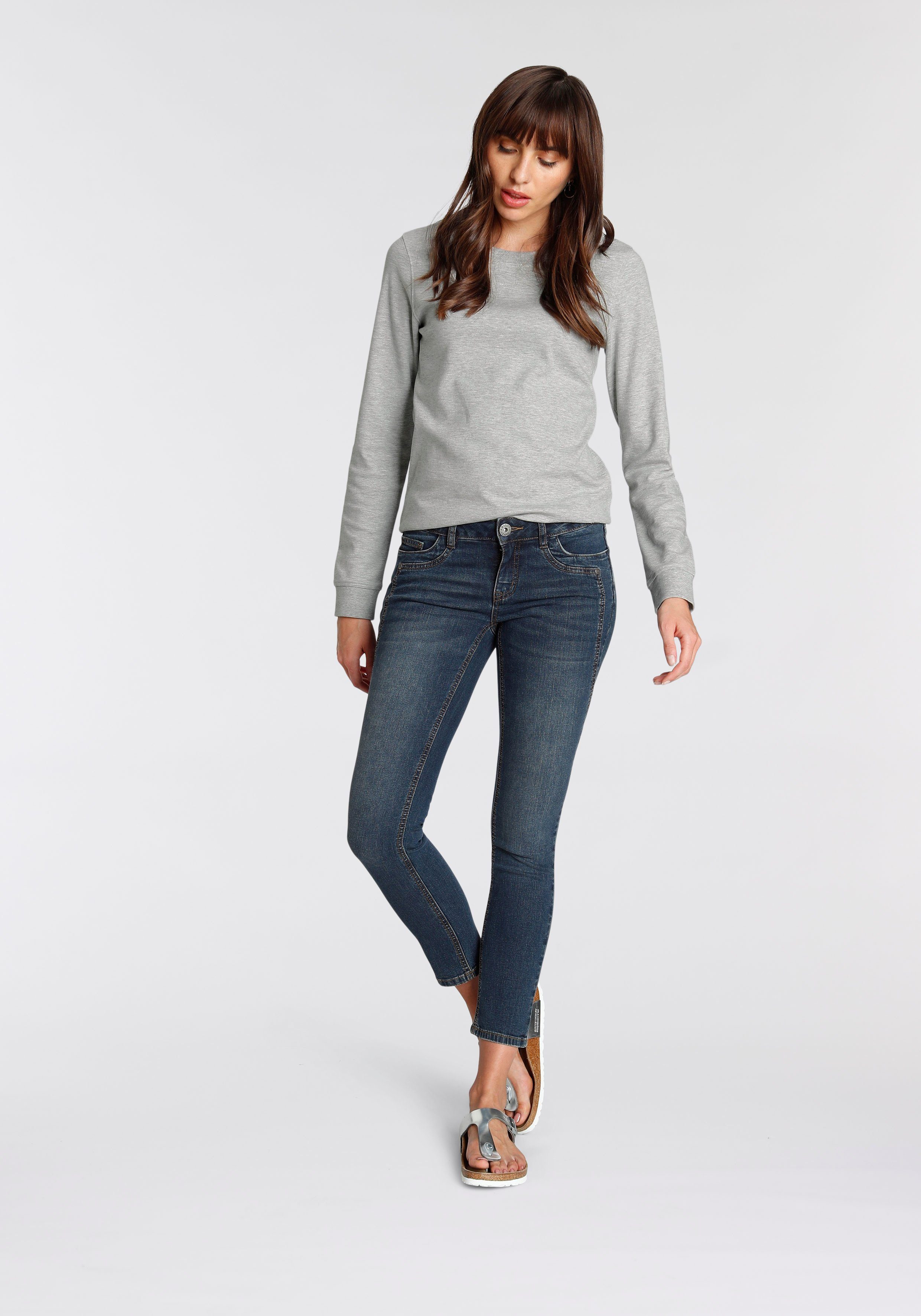 Arizona 7/8 jeans Met geren extra-strakke snit, used-look-wassing, lage taille