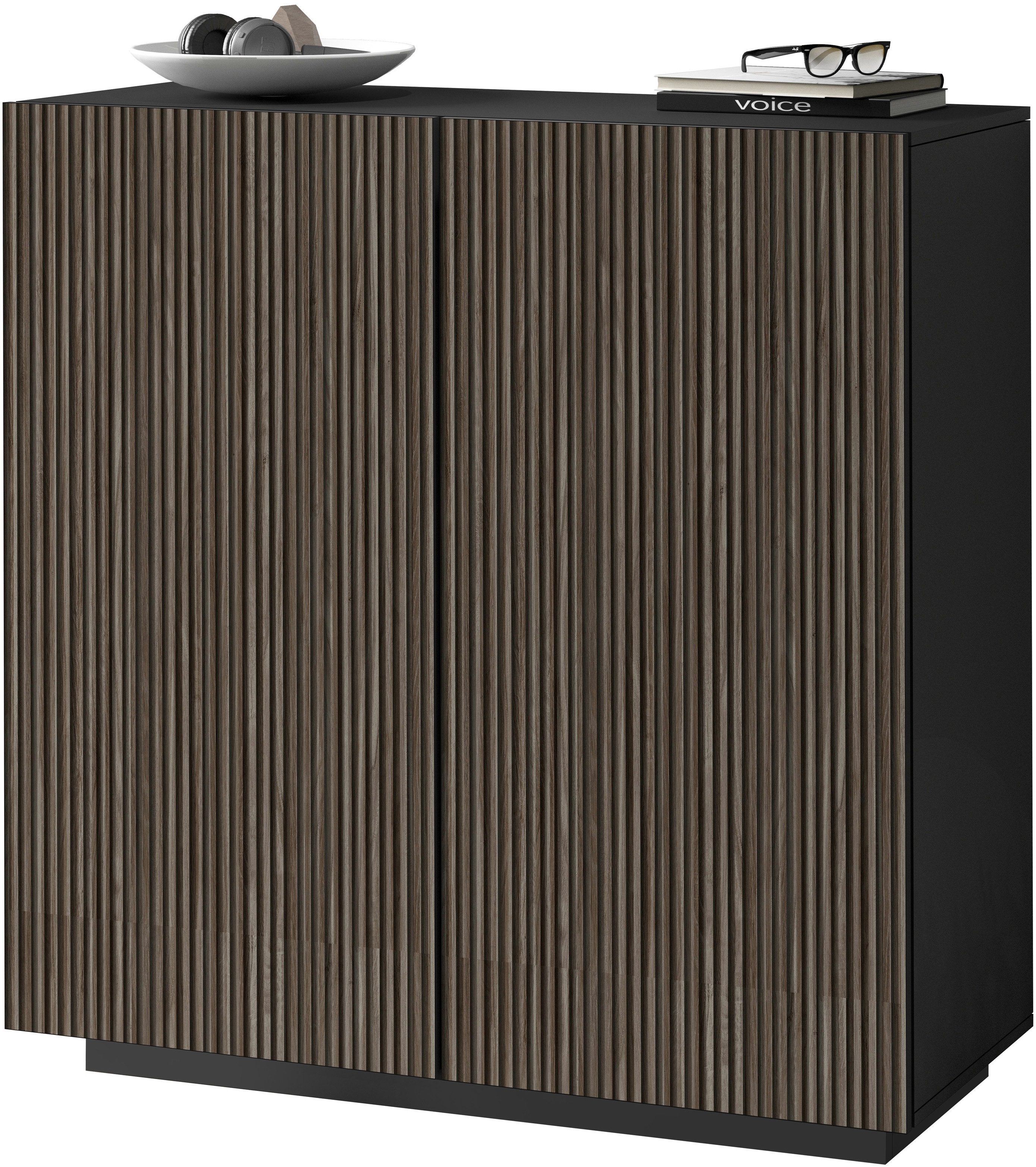 INOSIGN Highboard Vega, Highboard, Ladekast, 120 cm met 2 deuren, fronten met groeven-look