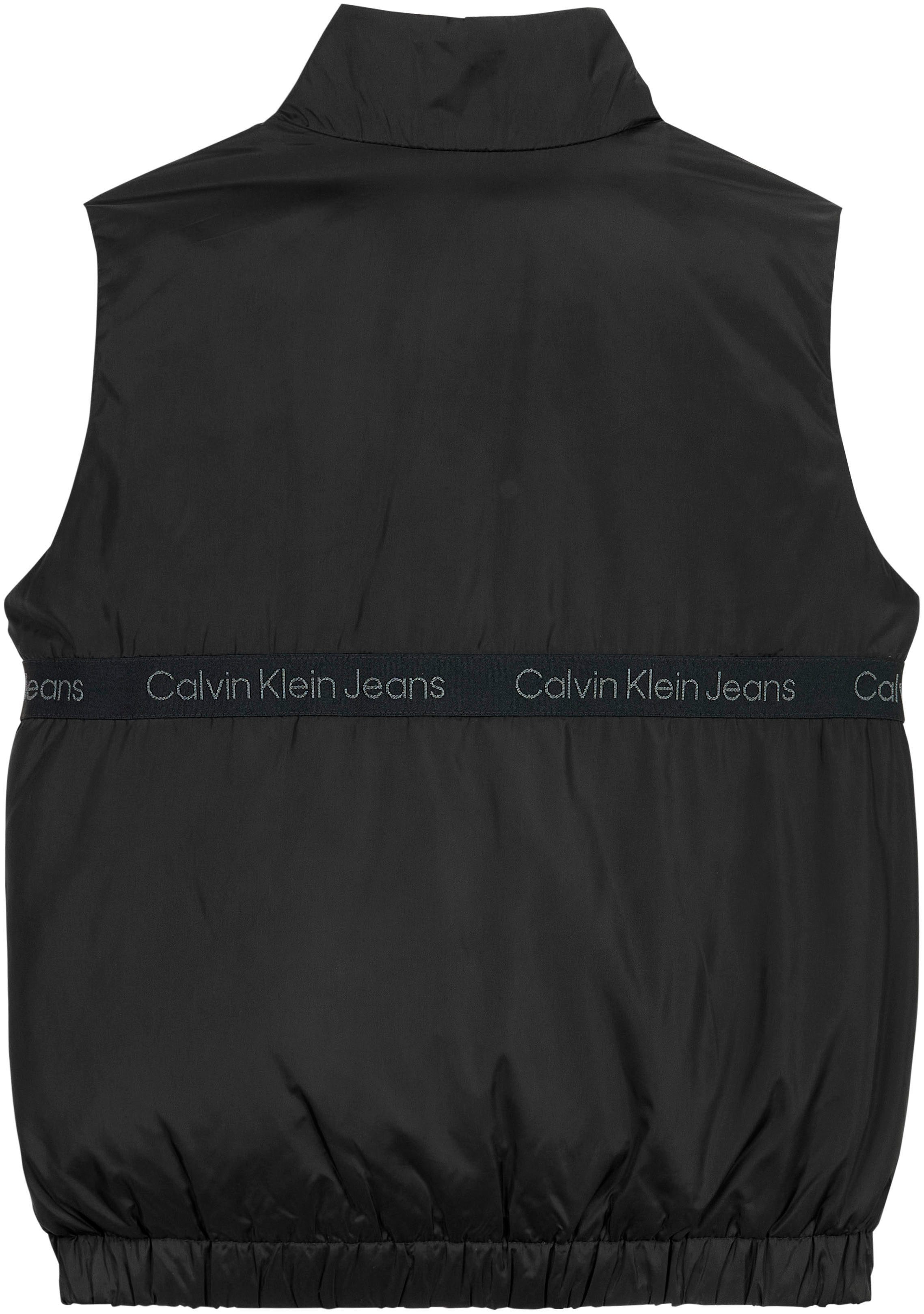 Calvin Klein Korte bodywarmer BOXY LIGHT PADDED TAPE VEST voor kinderen tot 16 jaar met merklabel