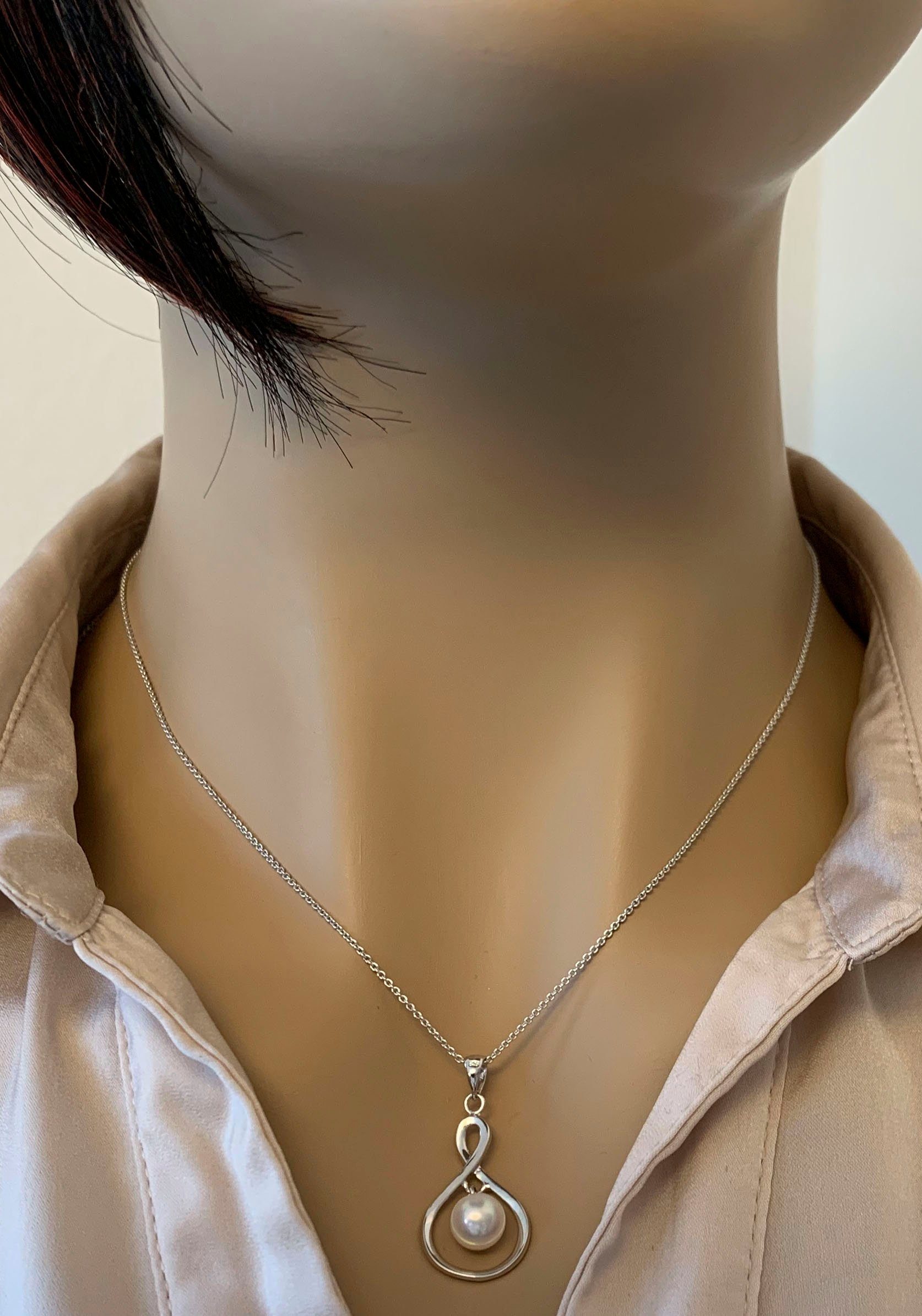 Adriana Ketting met hanger Bellagio - Infinity/eeuwige band, B3 Made in Germany - met zoetwater-cultivéparel
