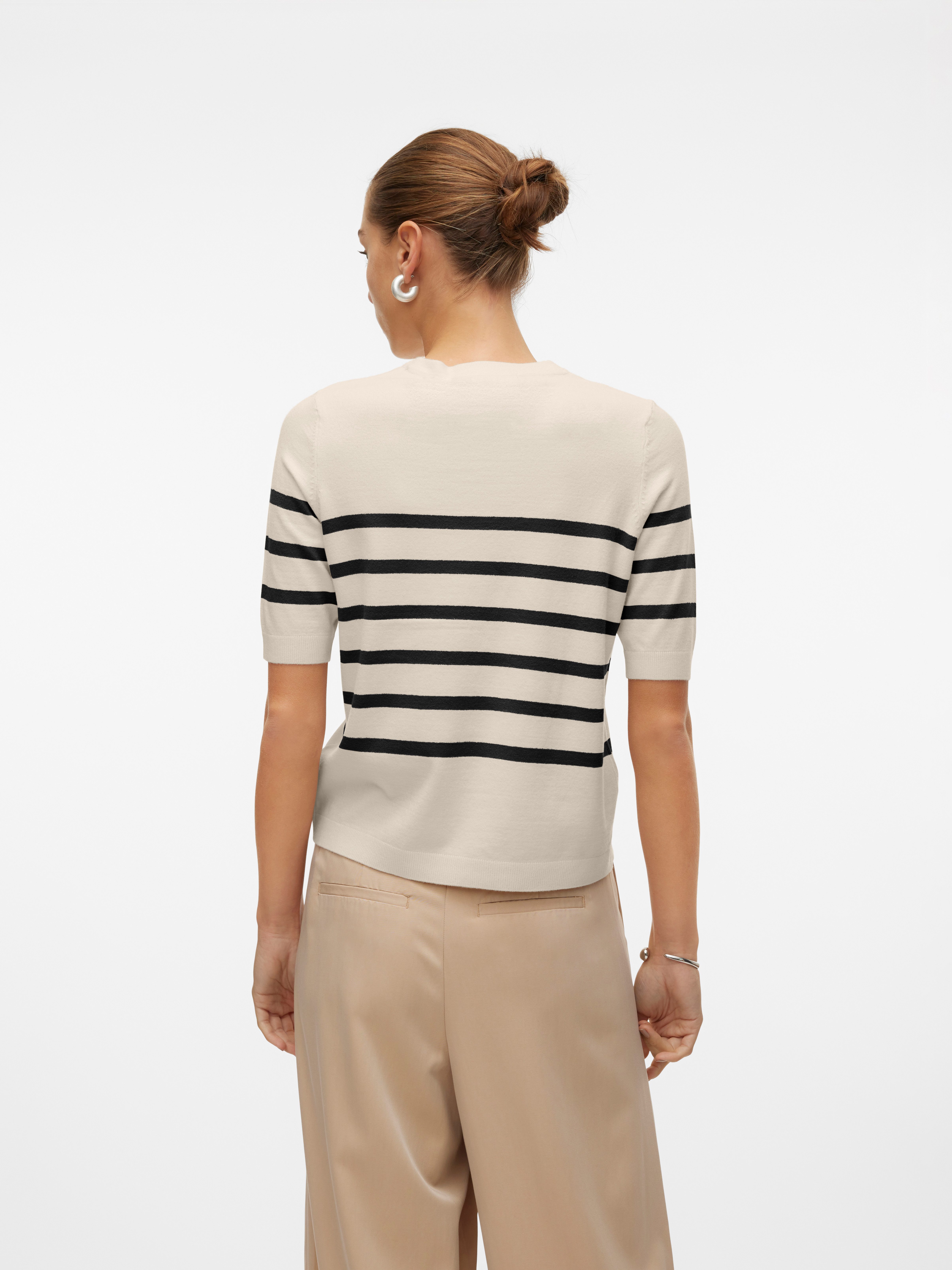 Vero Moda Trui met korte mouwen Lichtgewicht fijn gebreide trui VMSABA PLAIN SS O-NECK PULLOVER GA NOOS (Damestrui ronde hals korte mouw zomertrui)