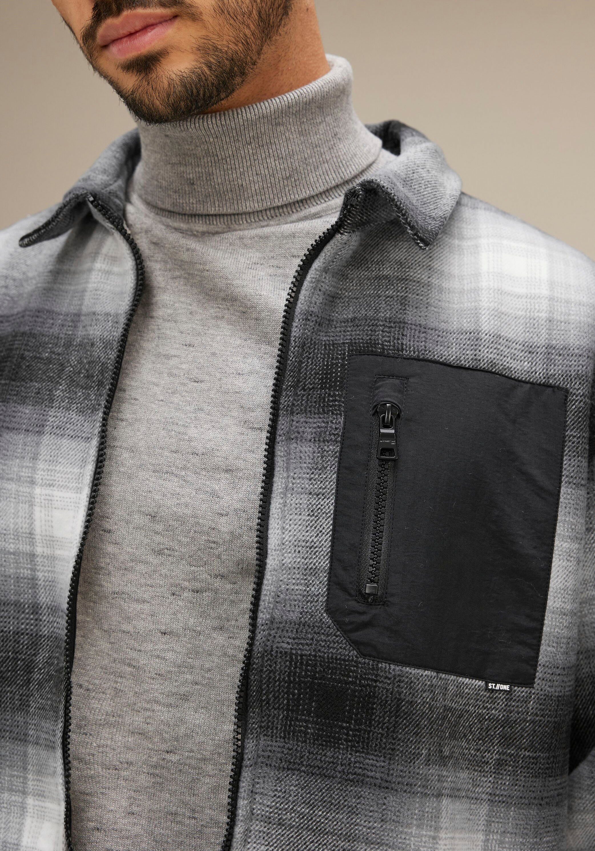 STREET ONE MEN Fleecejack met geruit patroon