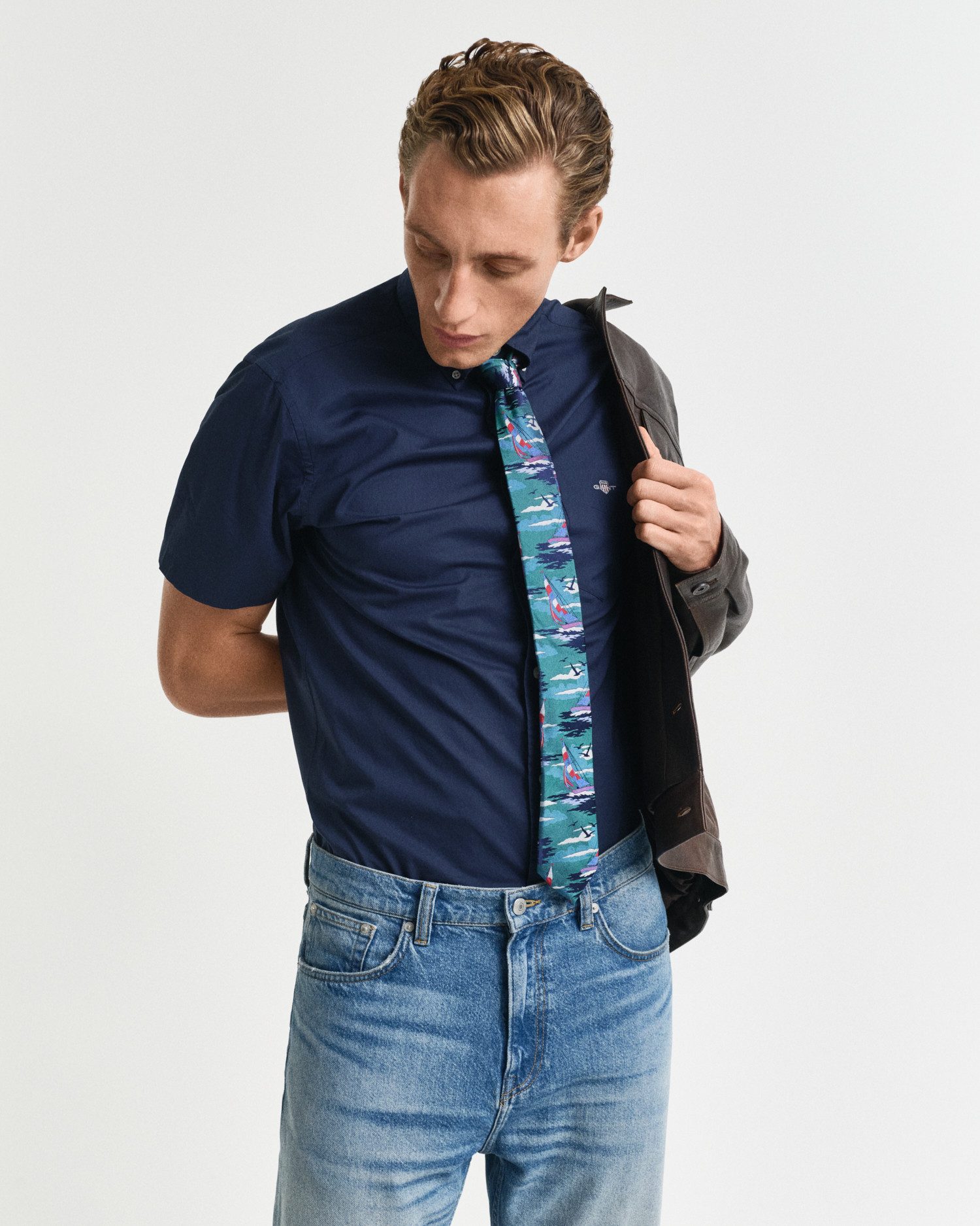 Gant Overhemd met korte mouwen Regular fit poplin overhemd licht slijtvast easy care