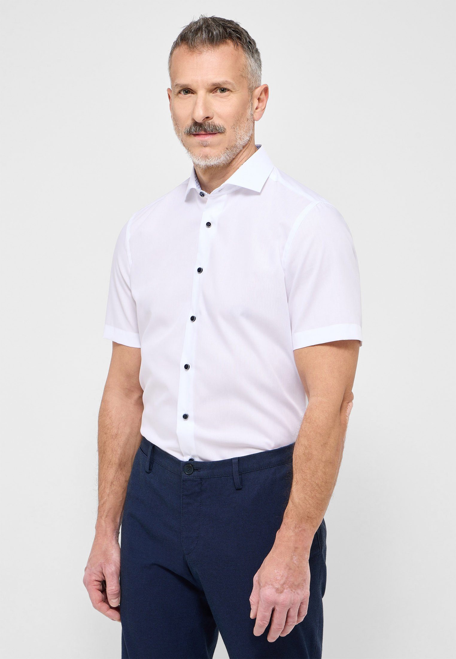 Eterna Overhemd met korte mouwen Slim fit NON IRON (strijkvrij) heren overhemden maat 40 wit