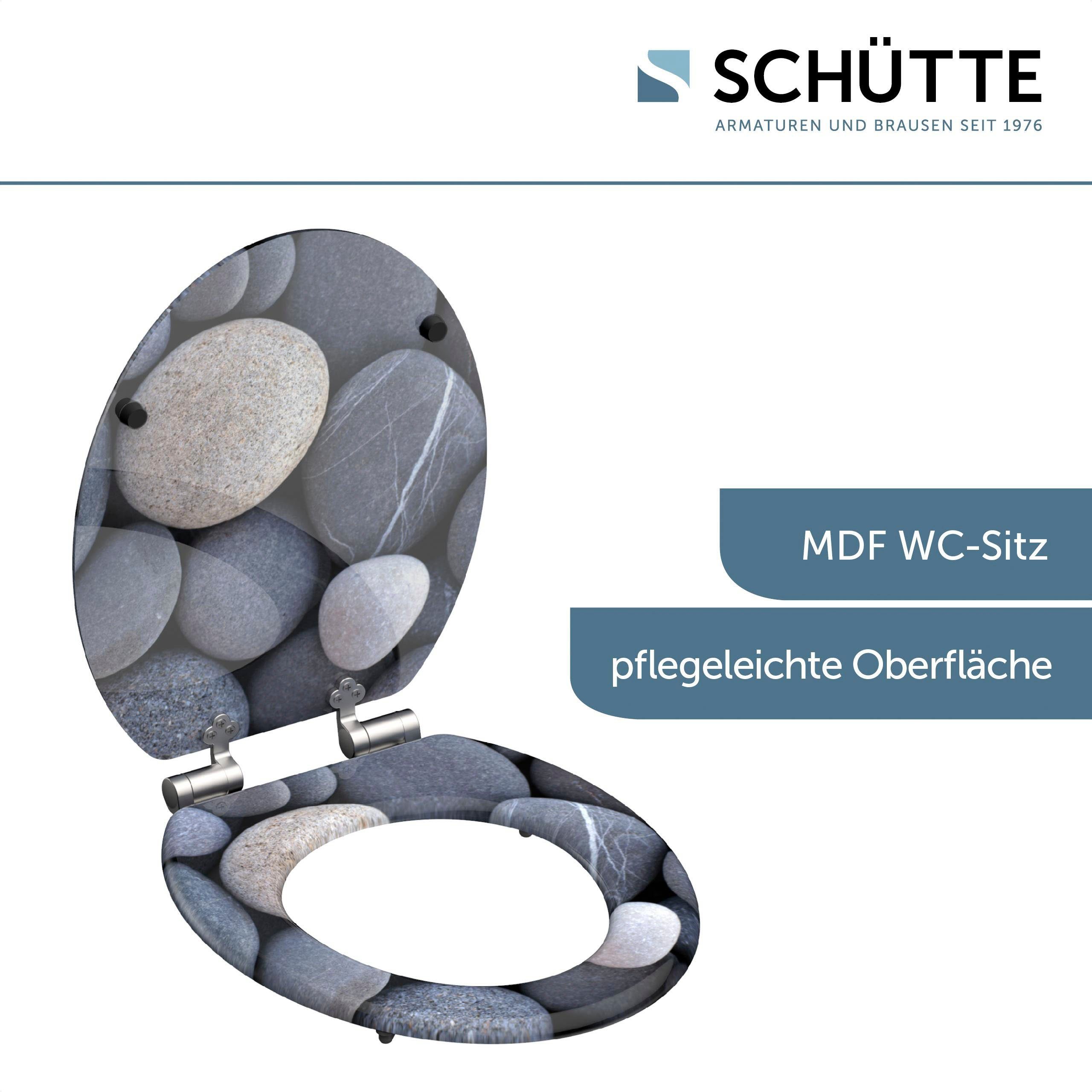 Schütte Toiletzitting GREY STONES met softclosemechanisme en houten kern, mdf