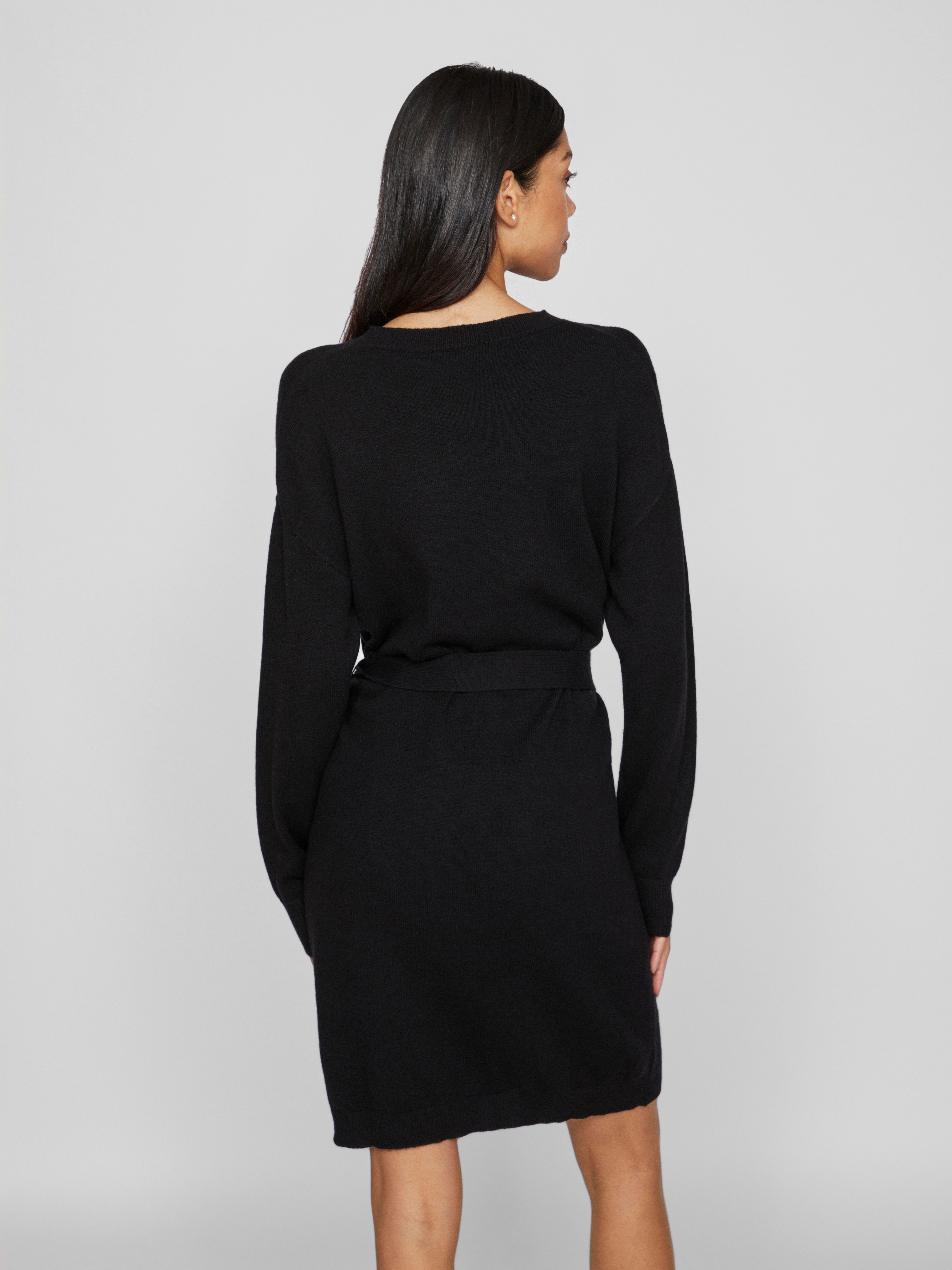 Vila Gebreide jurk VIRIL O-NECK L S BELT KNIT DRESS NOOS