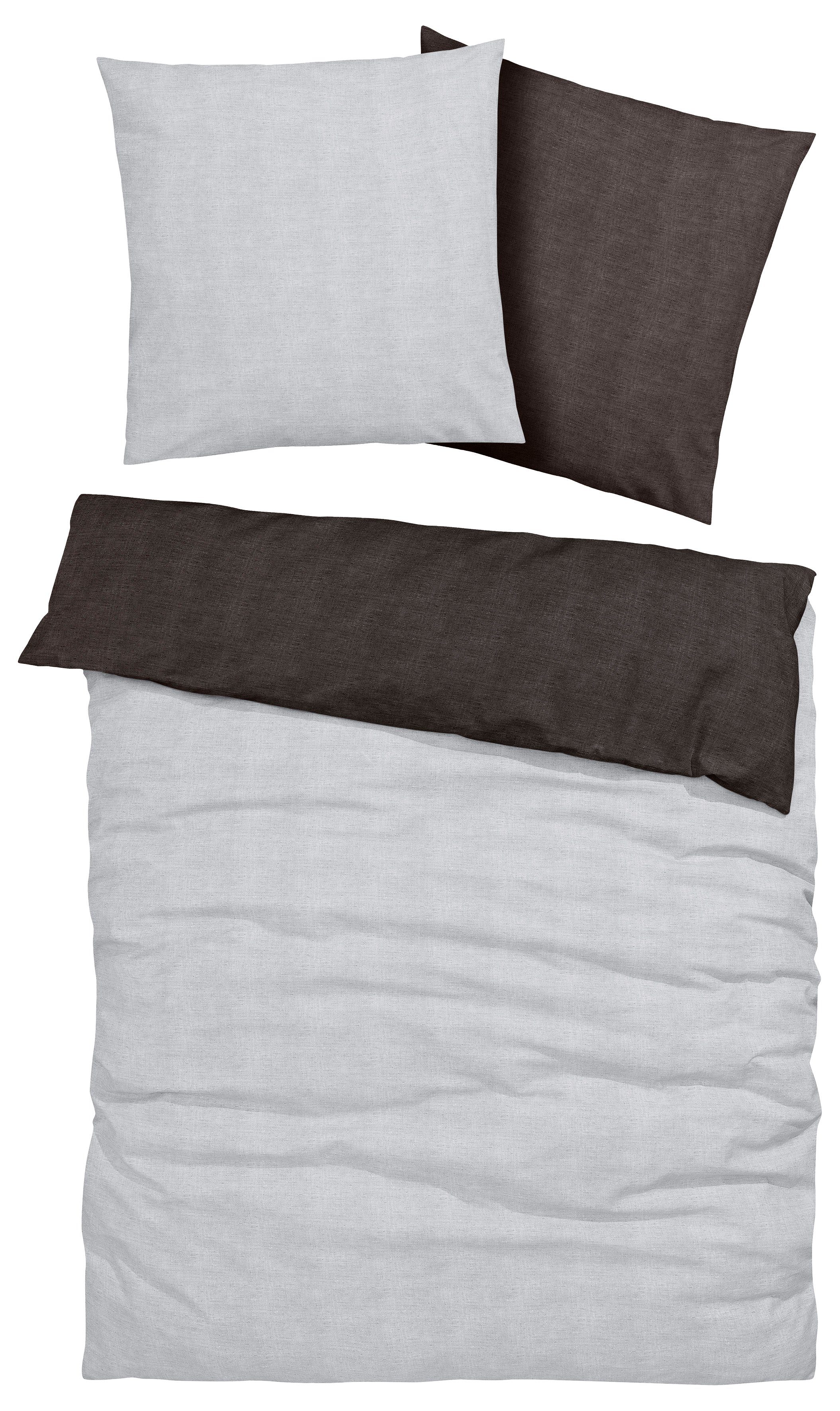 Bruno Banani Tweezijdig te gebruiken overtrekset Merlijn in mt. 135x200 of 155x220 cm Katoenen bedlinnen, linnen-look in mêlee-look (2-delig)
