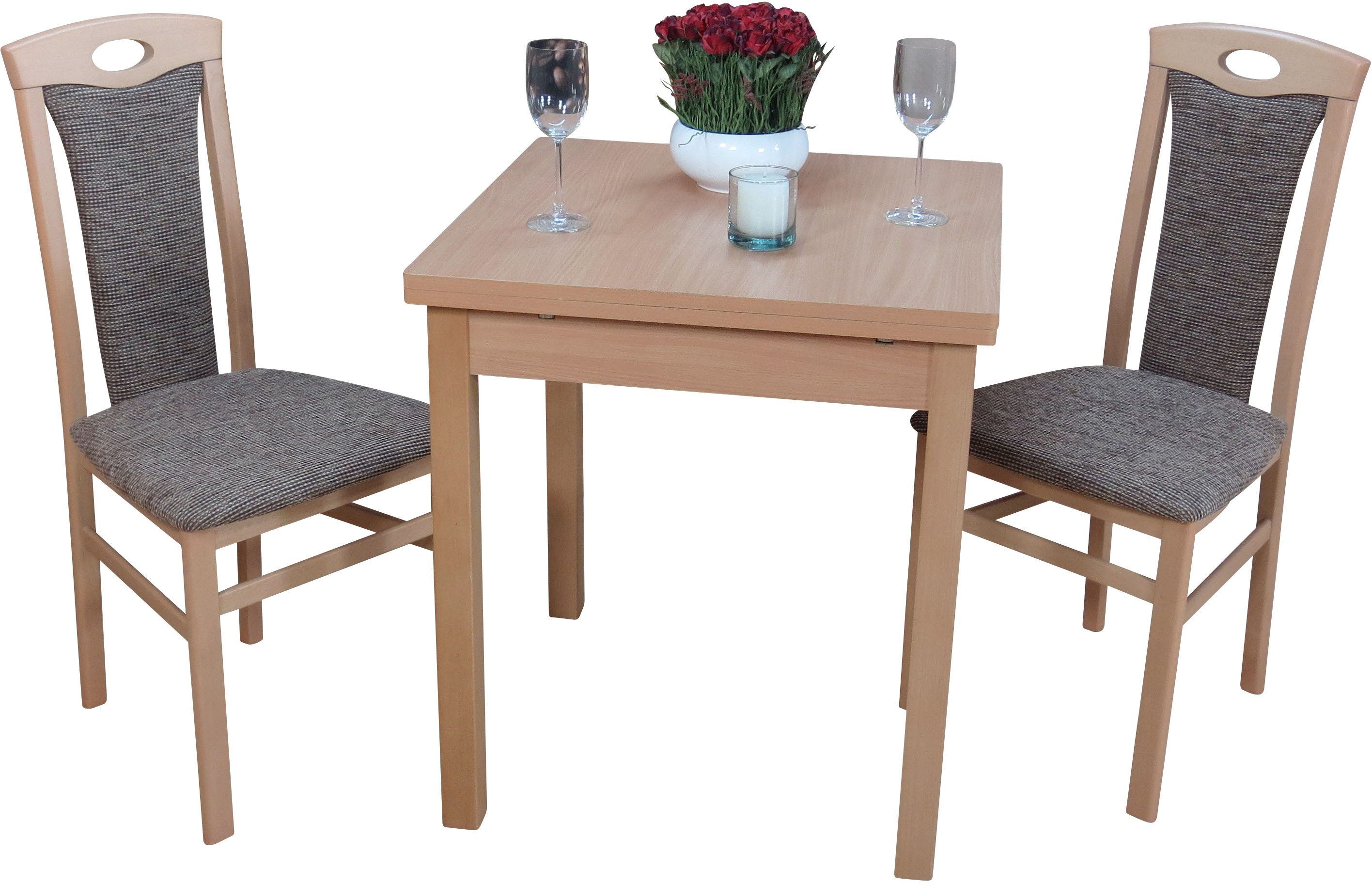 HOFMANN LIVING AND MORE Eethoek 3-delig eethoek Stoelen voorgemonteerd (voordeelset, 2-delig) eethoeken bruin