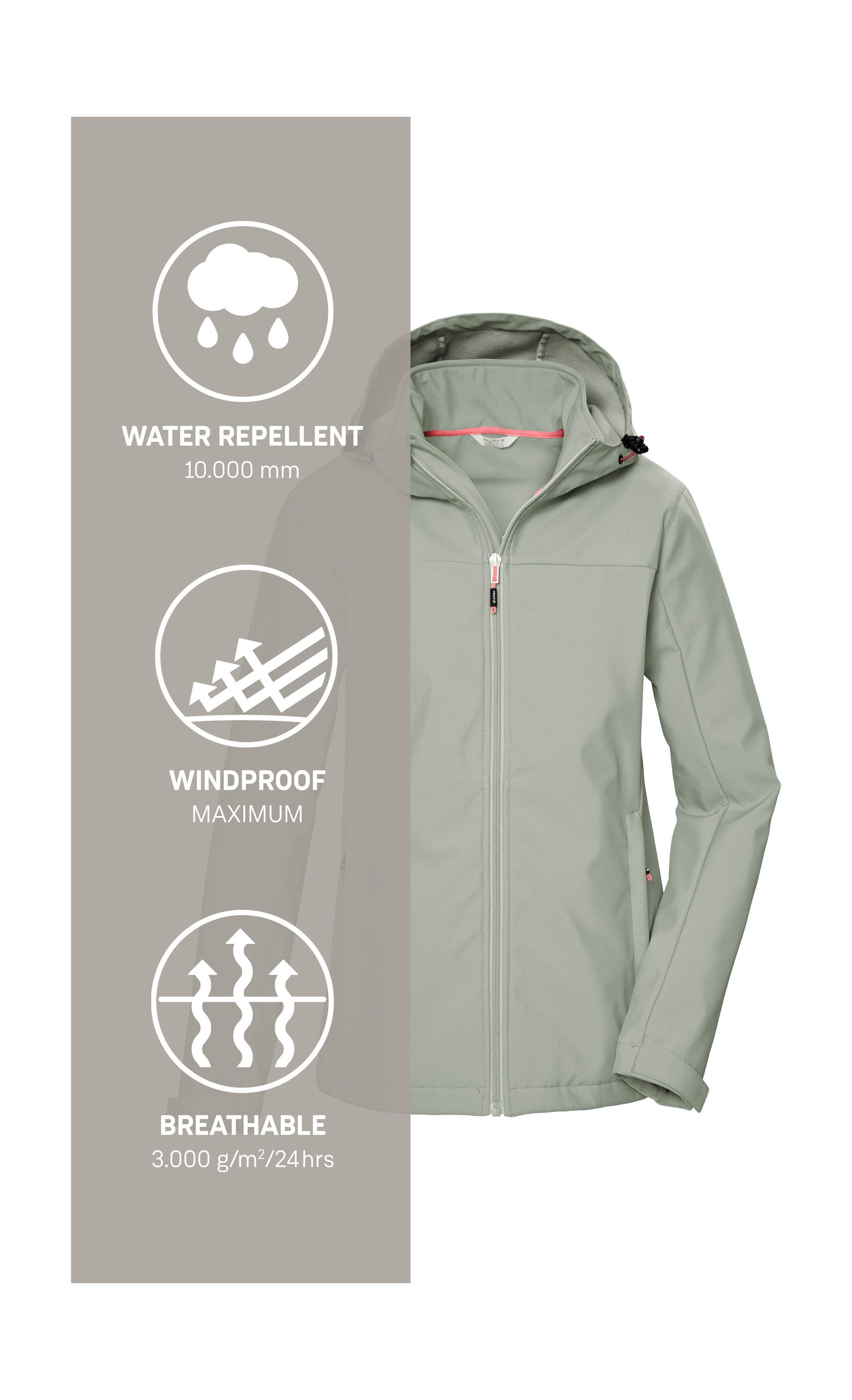 Killtec Softshell-jack KOS 102 WMN SFTSHLL JCKT Waterafstotende, ademende softshelljack, PFAS-vrij geïmpregneerd